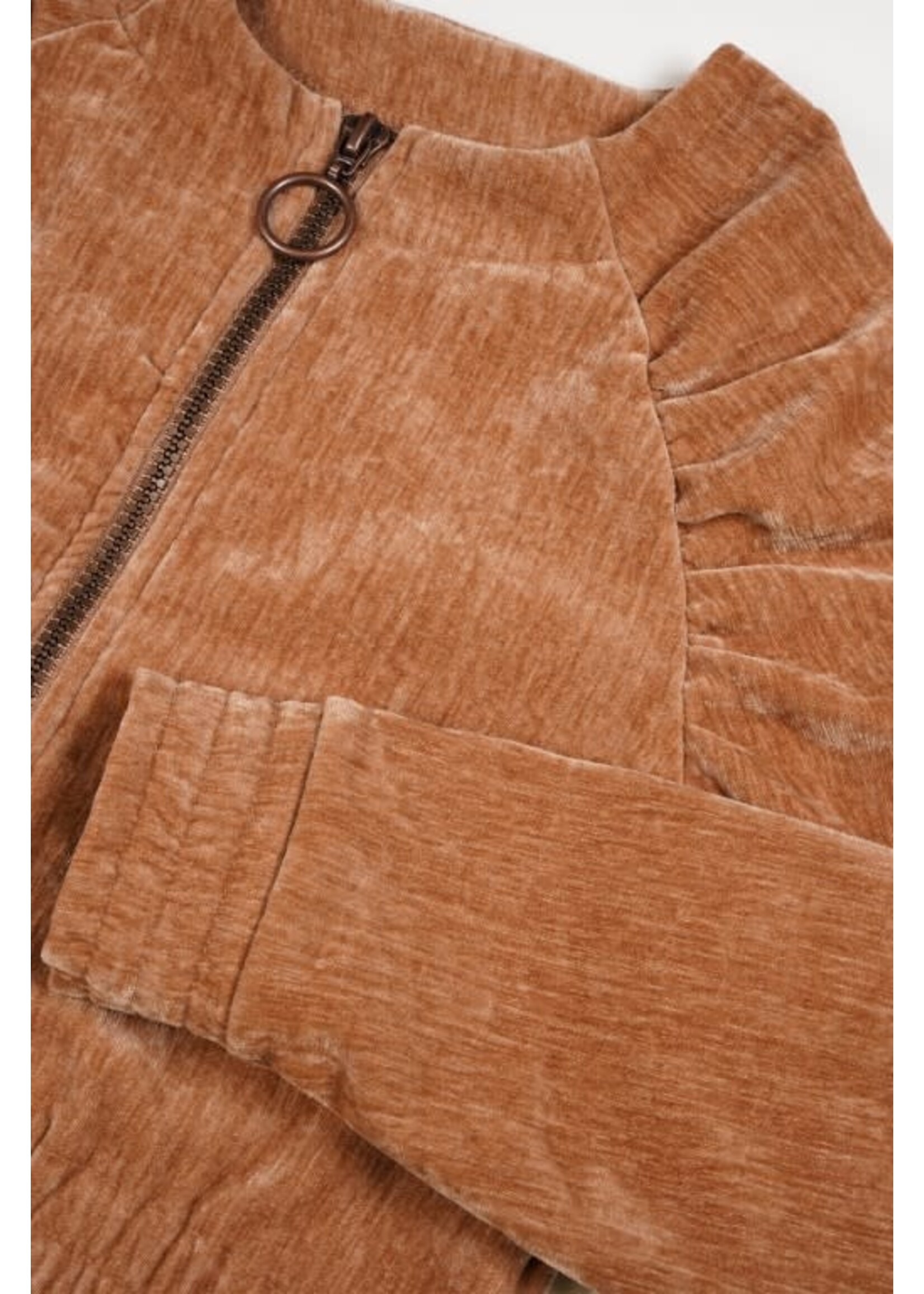 NoNo NoNo Doret cropped velvet stretch cardigan N408-5314 Taupe