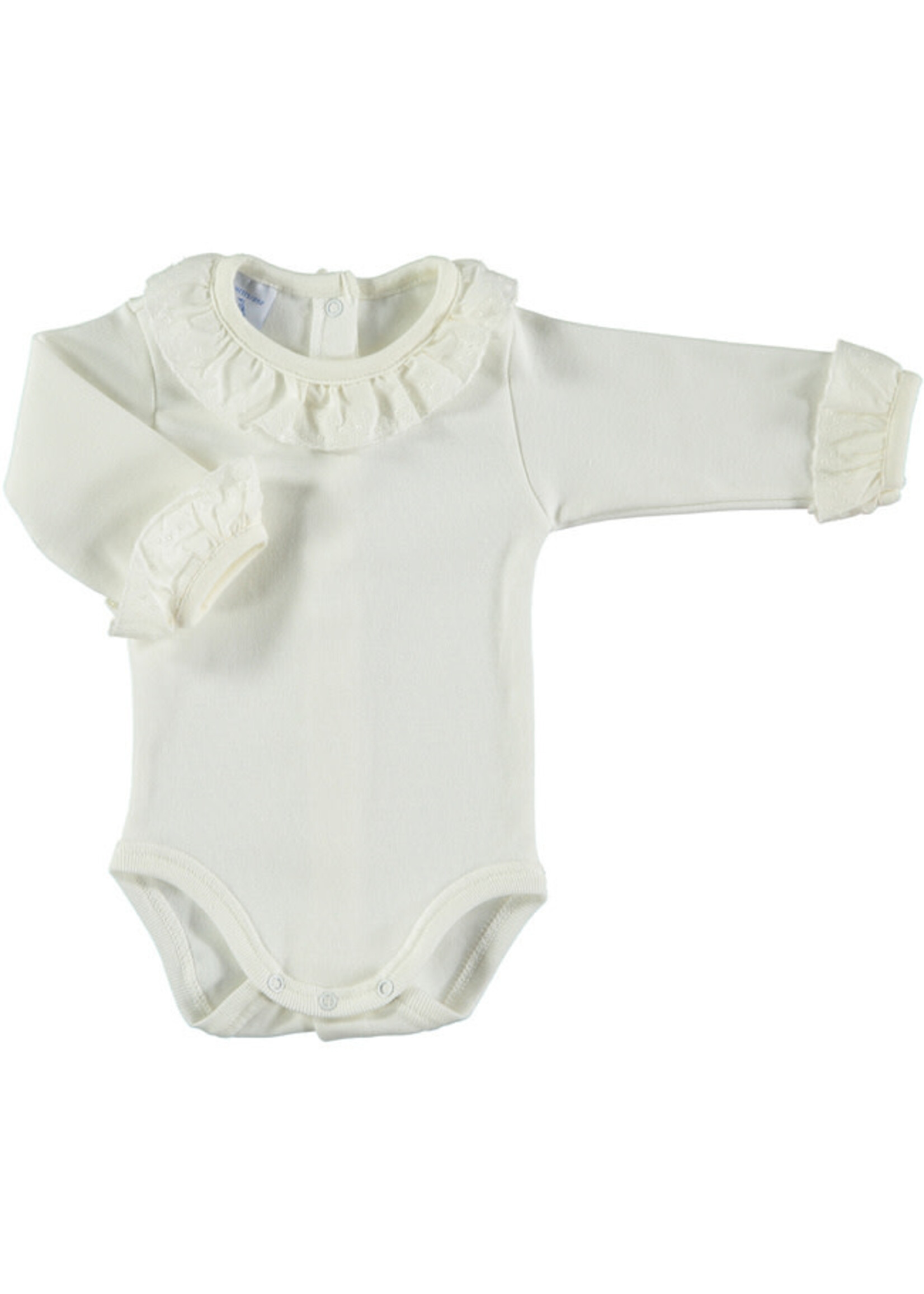 Babidu Babidu romper met lange mouw off white met roesel