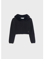 Abel & Lula Abel & Lula Faux fur collar cardigan Black - 23 05862