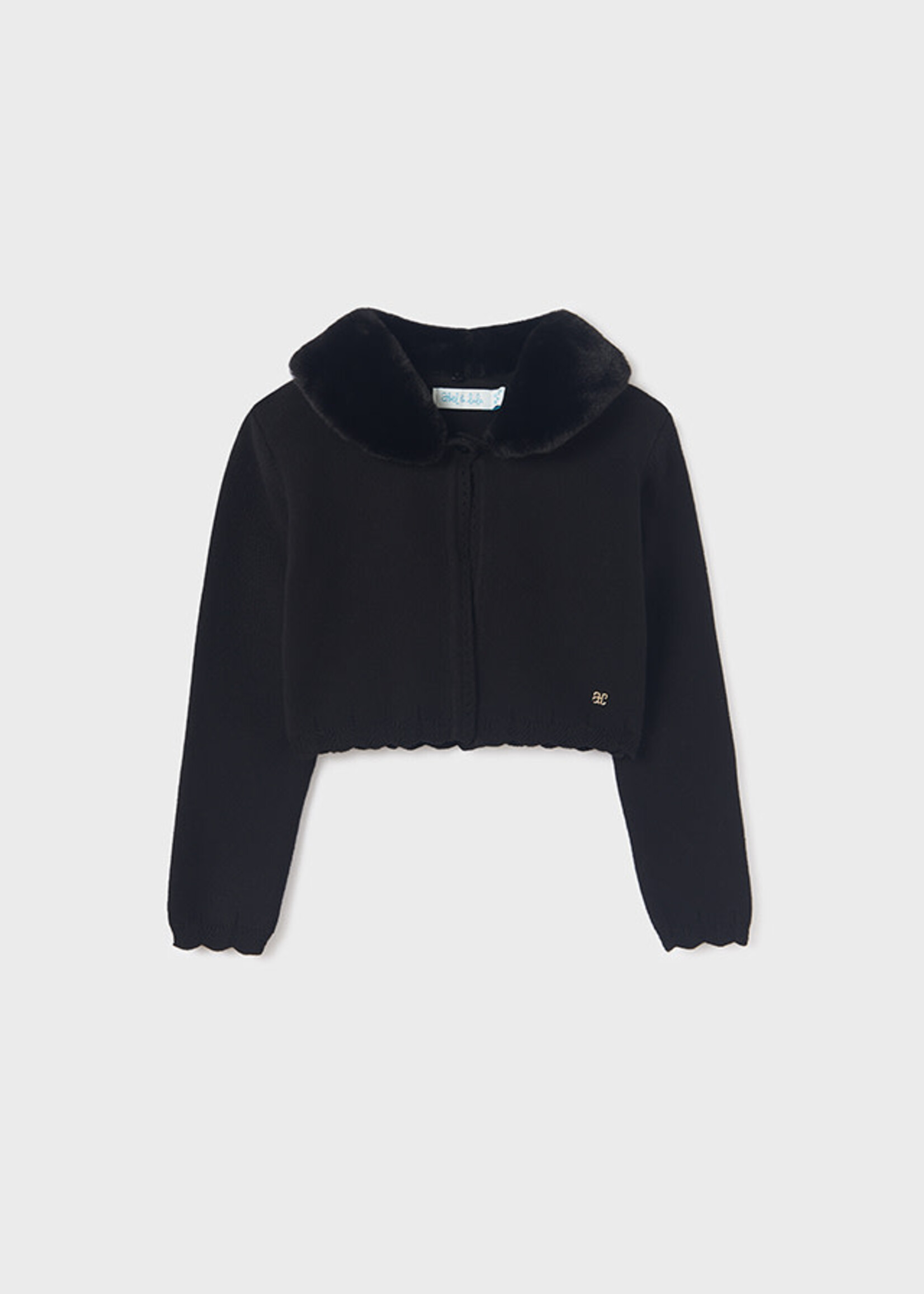 Abel & Lula Abel & Lula Faux fur collar cardigan Black - 23 05862