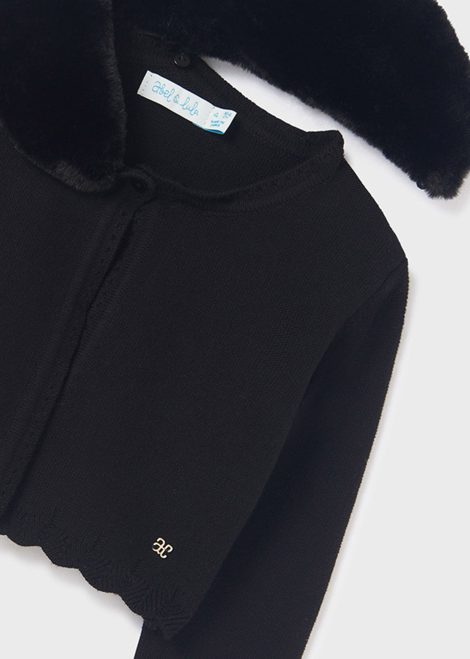 Abel & Lula Abel & Lula Faux fur collar cardigan Black - 23 05862