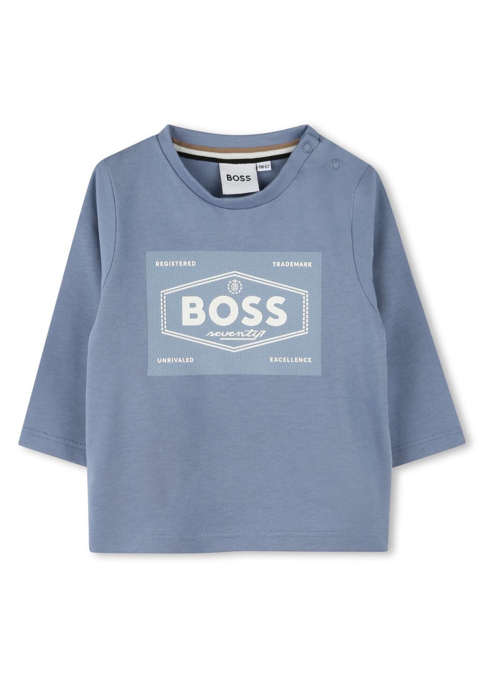 Boss Boss T-SHIRT LANGE MOUWEN J51290 MIDDEL GRIJS