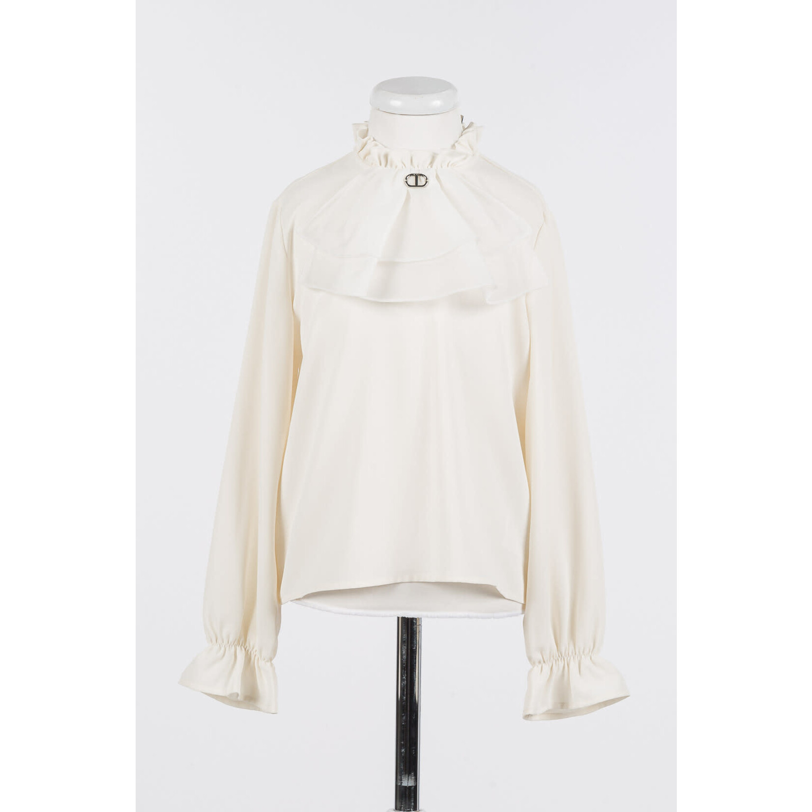 Twinset Twinset CAMICIA IN POPELINE CON JABOT IN ORGANZA OFF WHITE - 242GJ2132