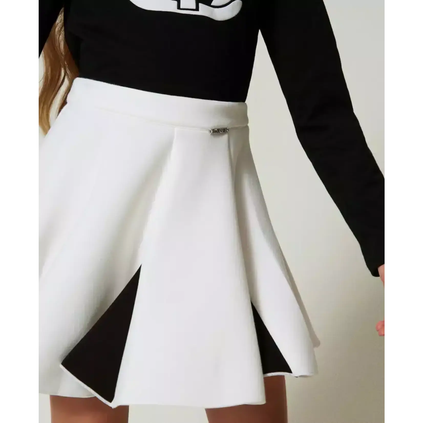 Twinset Twinset GONNA CORTA IN SCUBA BLOCK COLOR BIC.OFF WHITE/NERO - 242GJ2012