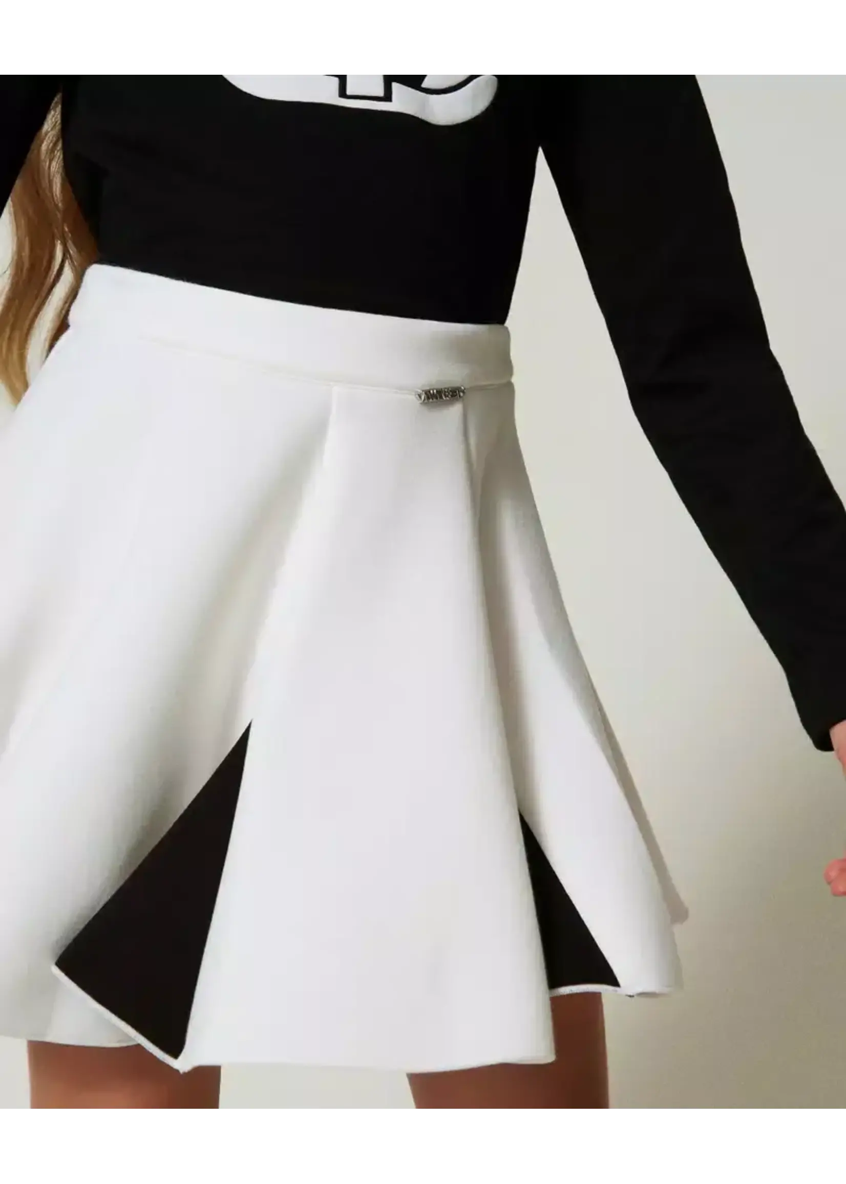 Twinset Twinset GONNA CORTA IN SCUBA BLOCK COLOR BIC.OFF WHITE/NERO - 242GJ2012