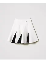 Twinset Twinset GONNA CORTA IN SCUBA BLOCK COLOR BIC.OFF WHITE/NERO - 242GJ2012