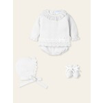 Mac Ilusion Mac Ilusion Traje 4P Canesú, culotte punto, capota y patucos pasacintas terciopelo ""COBIJAR"" BlancoB