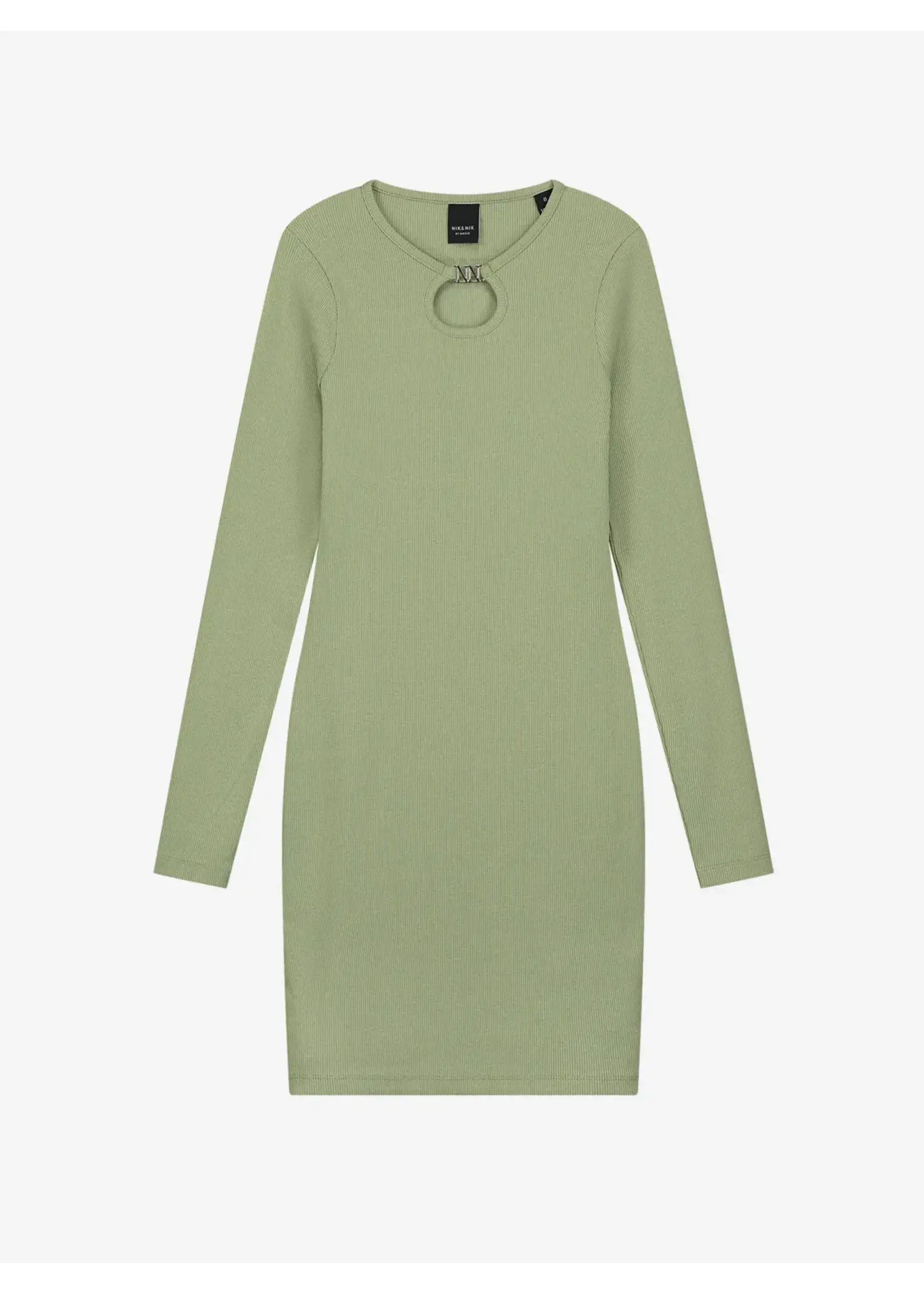 Nik&Nik Nik&Nik Presley Rib Dress Crocodile Green G 5-033 2405