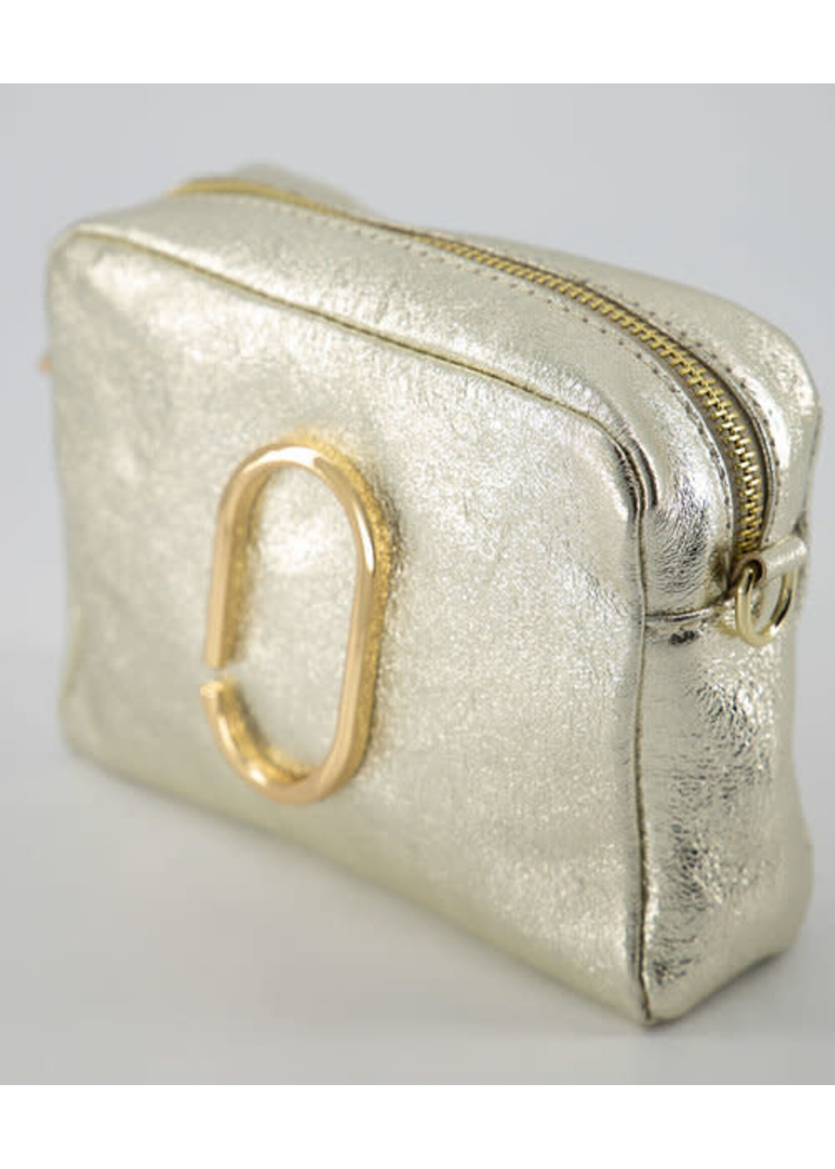 Leer Tasje goud  met goud detail