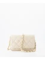 Teatro Tas Leer beige gestikt goud hengsel