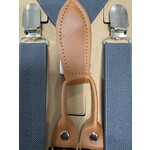 Bretels donker grijs met cognac leer stuk