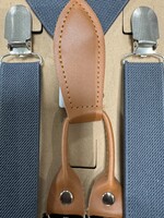 Bretels donker grijs met cognac leer stuk