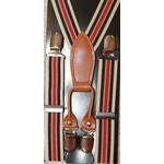 Bretels beige met rode en blauwe strepen breed