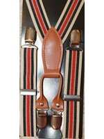 Bretels beige met rode en blauwe strepen breed