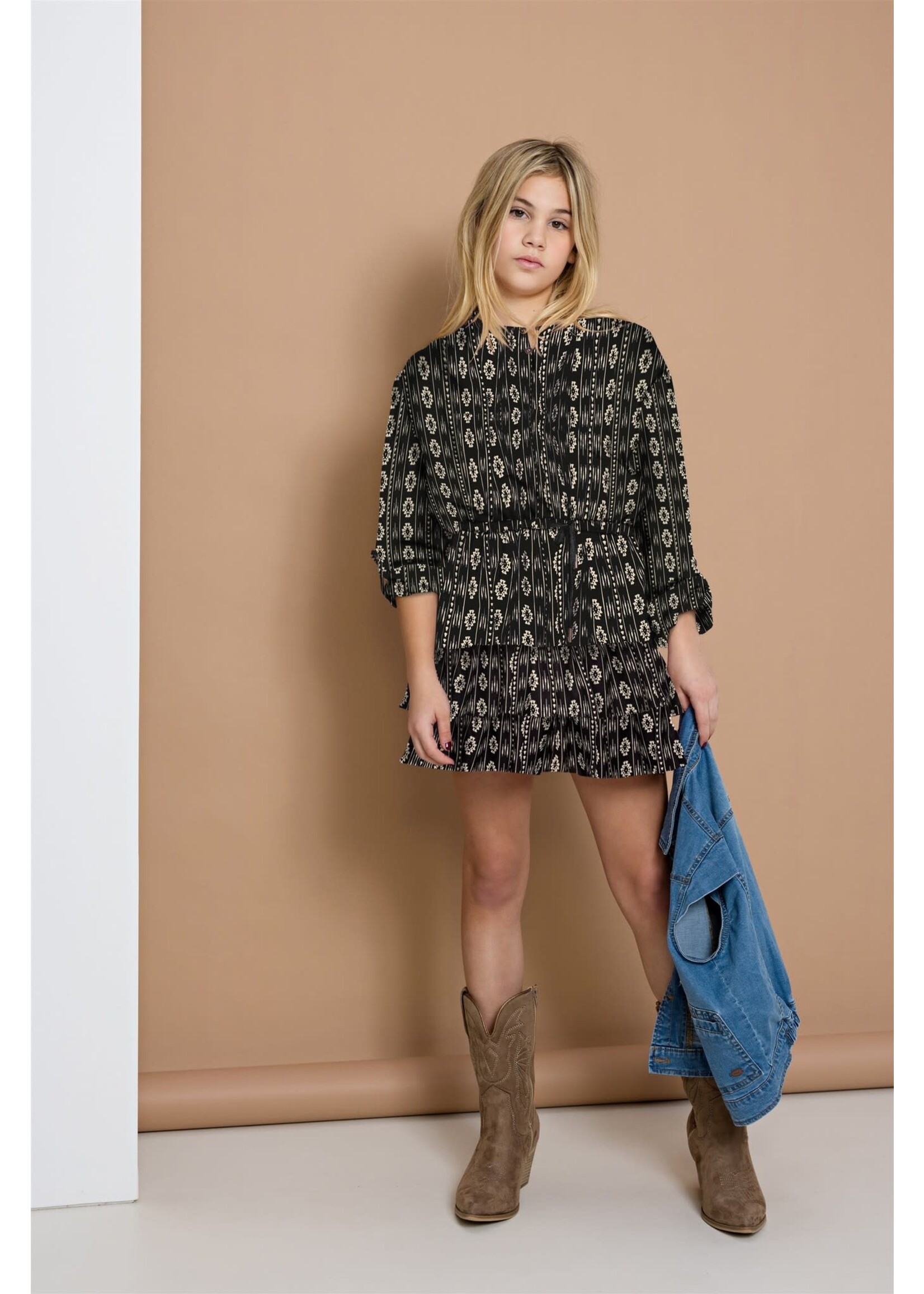 Nobell Nobell Mayal bohoprinted dress Q409-3823 Jet Black