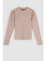 Nobell Nobell Krop Fine Rib cropped long sleeve top Q408-3405 Rosy Sand