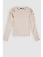 Nobell Nobell Kiss Fine Rib tshirt with gathered sleeves Q408-3403 Pearled Ivory