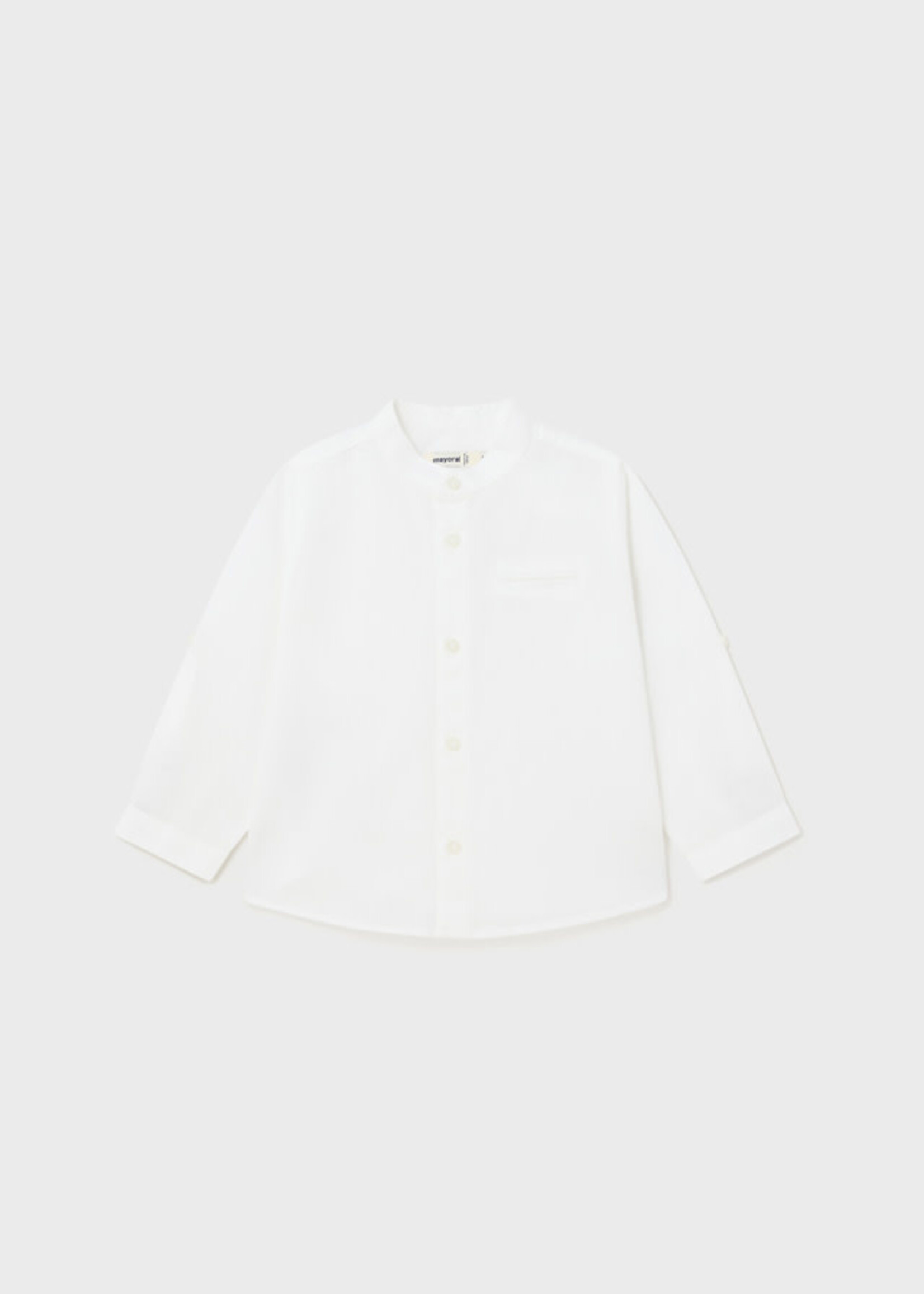 Mayoral Mayoral L/s linen mao shirt White - 24 01115