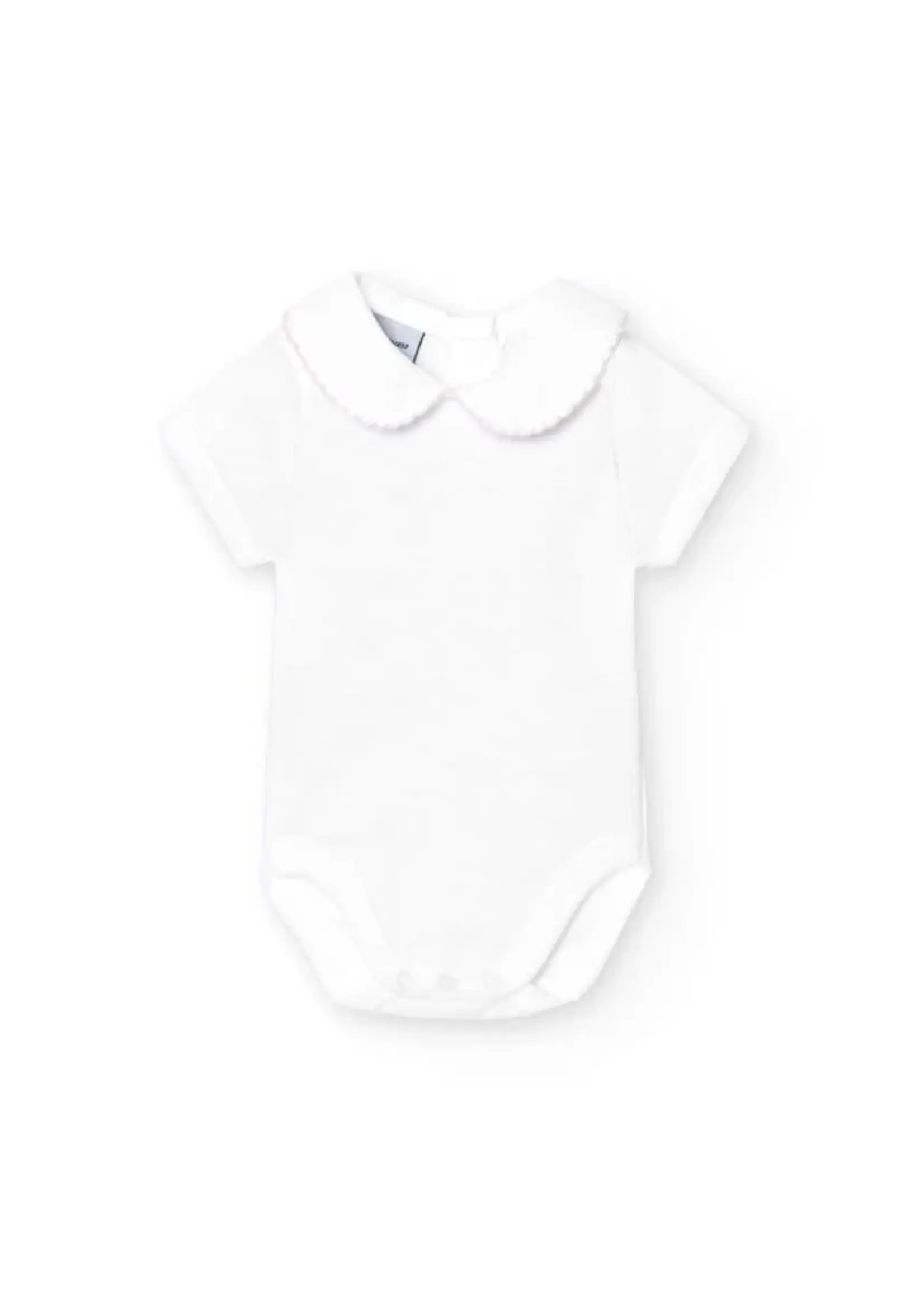 Babidu Babidu  Romper wit  met korte mouw met rond kraagje pique