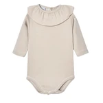 Babidu Babidu LONG SLEEVE RUFFLED NECK BODYSUIT beige