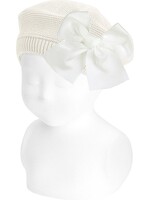 Condor Condor Baret off white  met grote strik