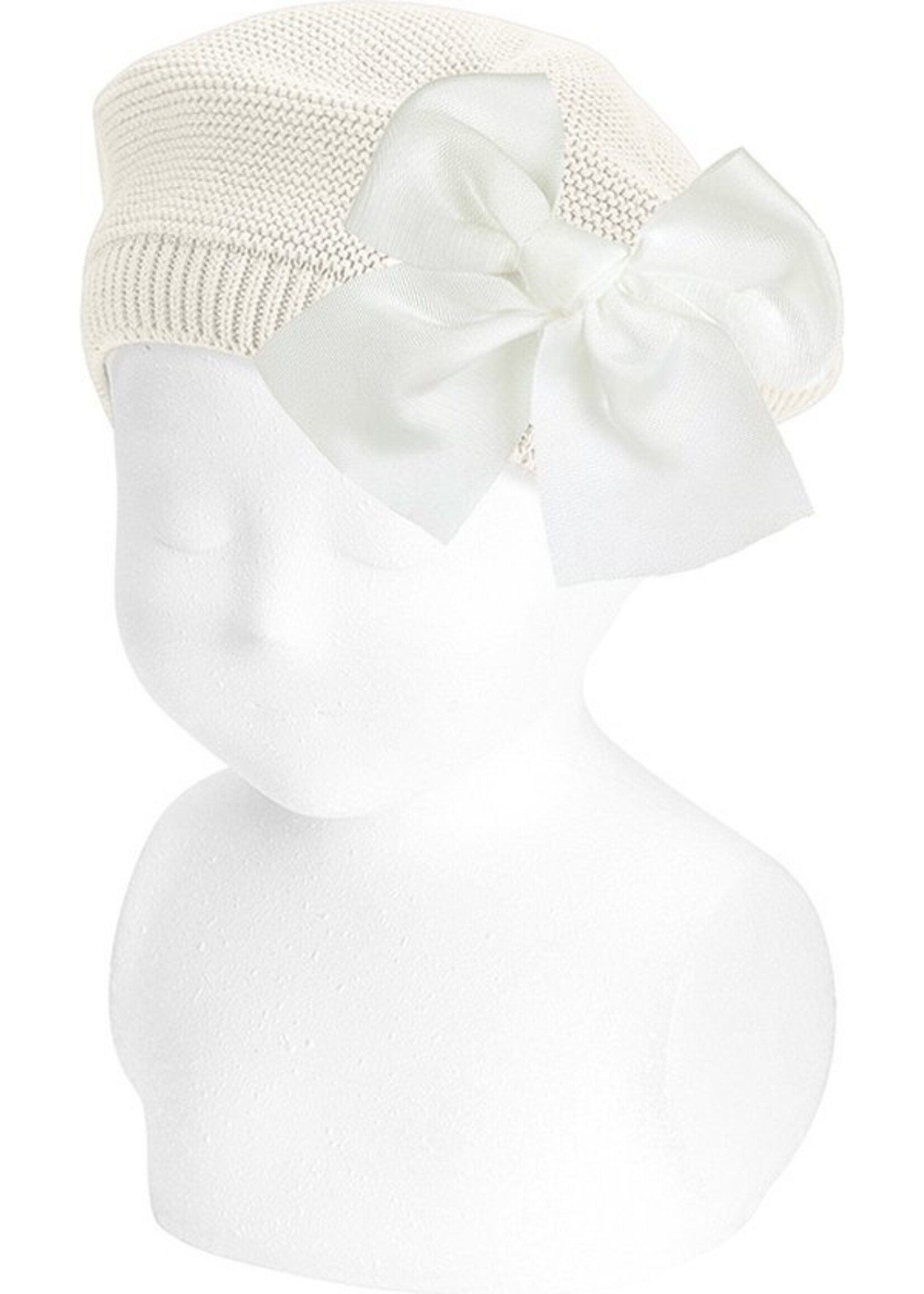 Condor Condor Baret off white  met grote strik