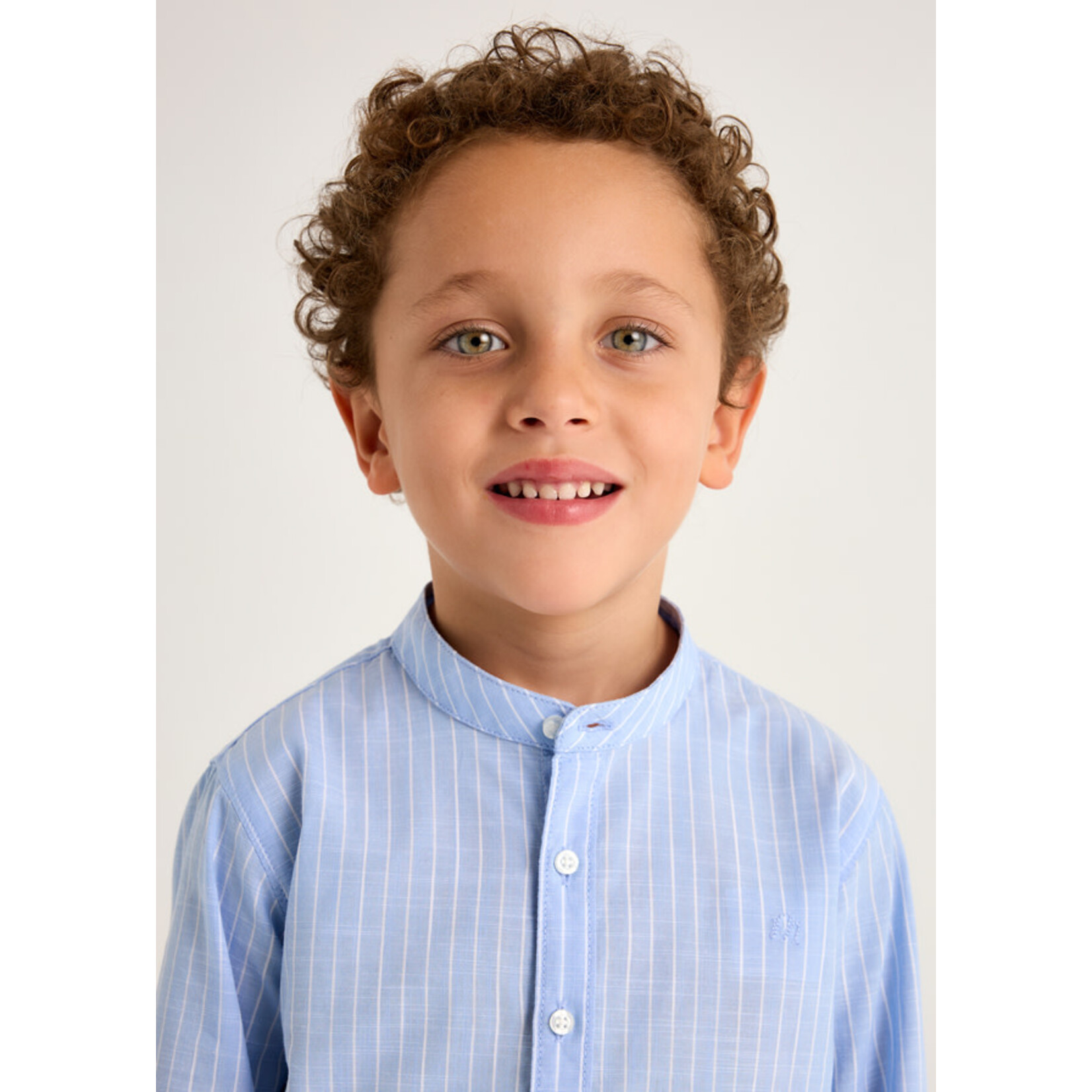 Mayoral Mayoral L/s buttondown w/bermuda set Whit-Skybl - 25 03230