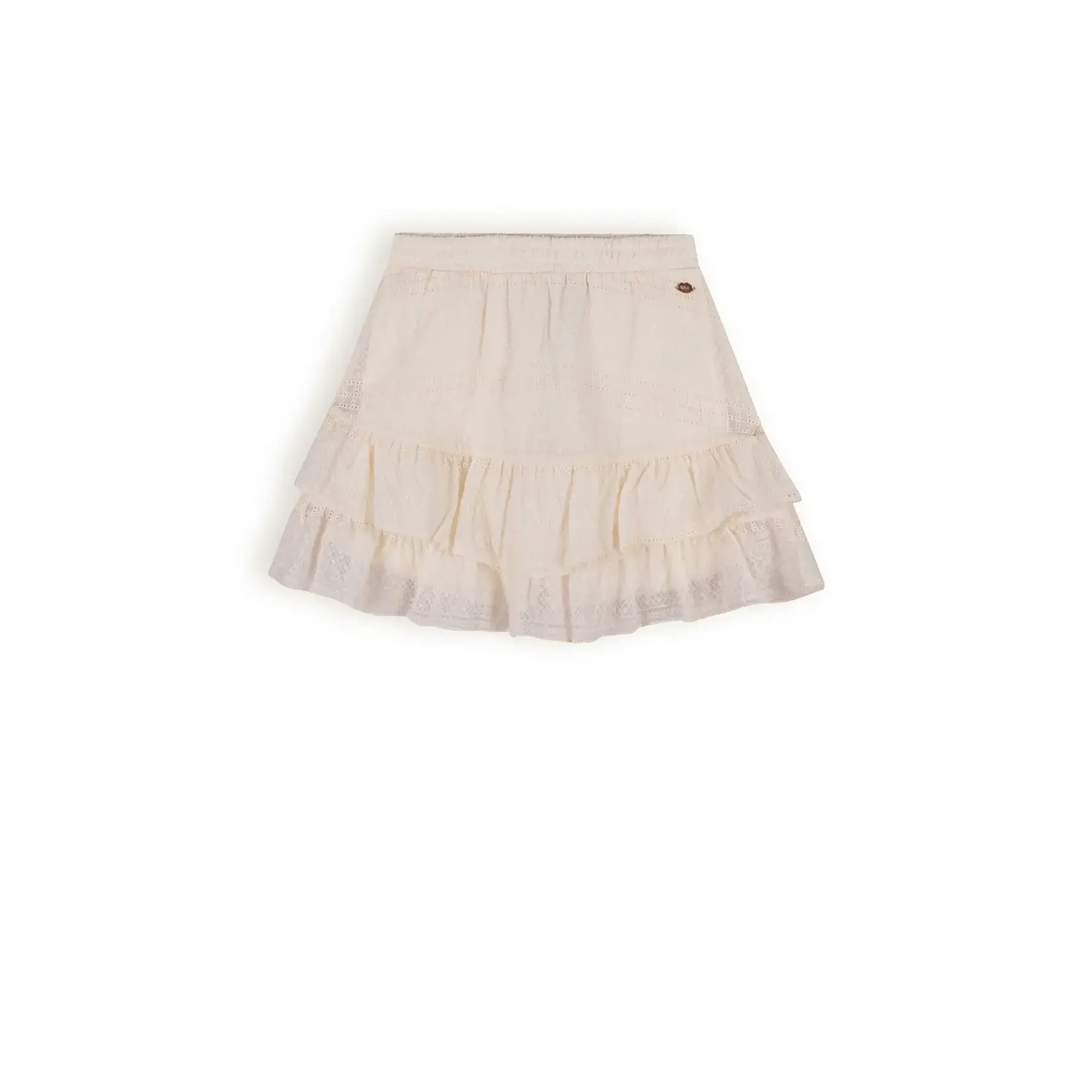 Nobell Nobell Naia Short Skirt Embroidered Chiffon Q402-3704 Pearled Ivory