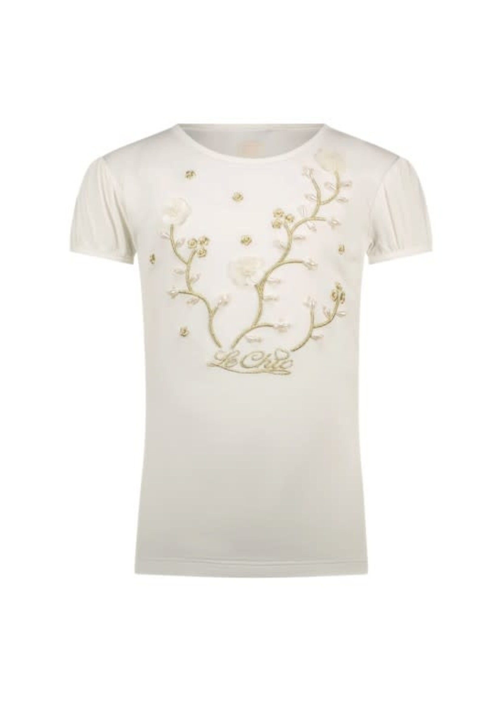 Le Chic Le Chic NOMMY pearls & flowers T-shirt C411-5411 Off White