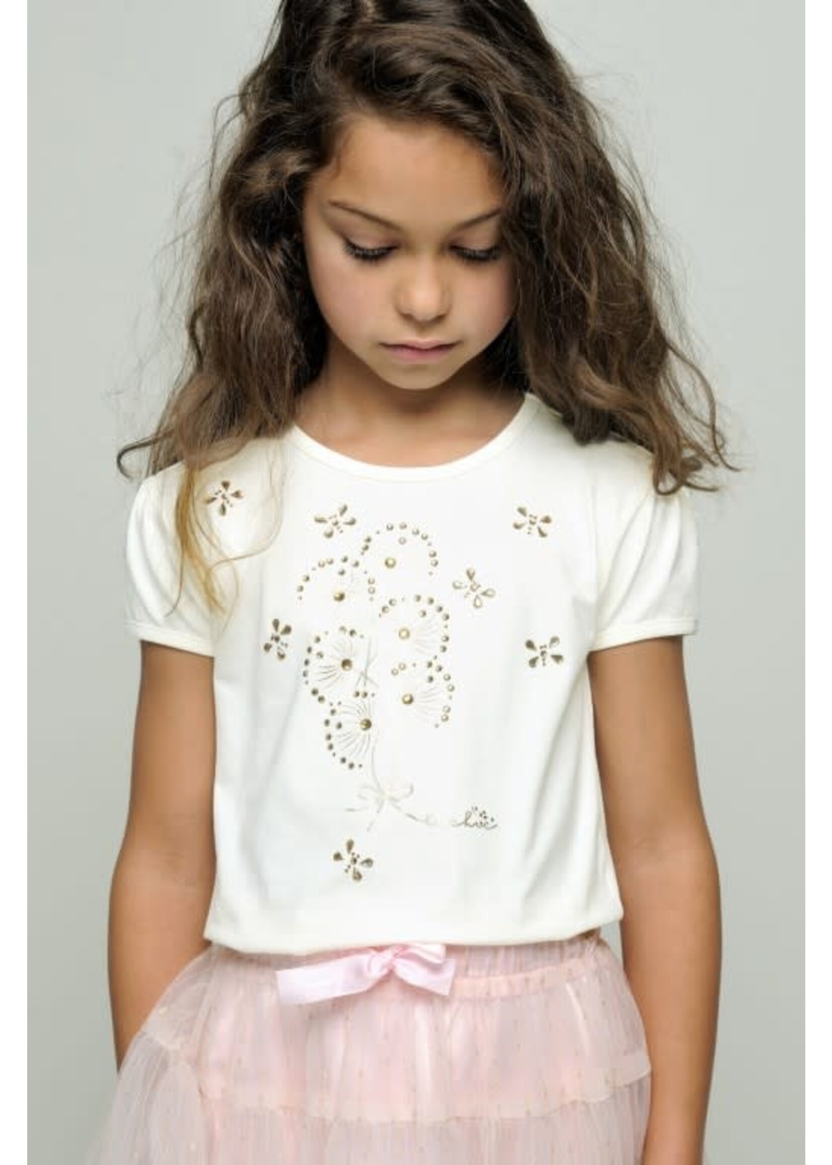 Le Chic Le Chic NOMMY foil & stones T-shirt C411-5412 Pearled Ivory