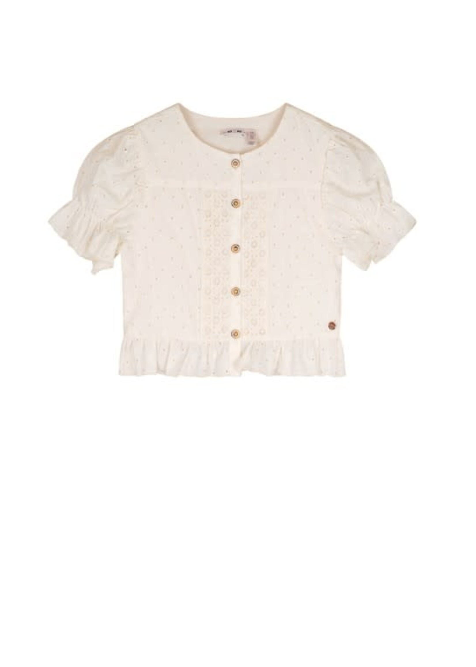 NoNo NoNo Tylia embroidered cotton blouse s/sl N412-5100 Pearled Ivory