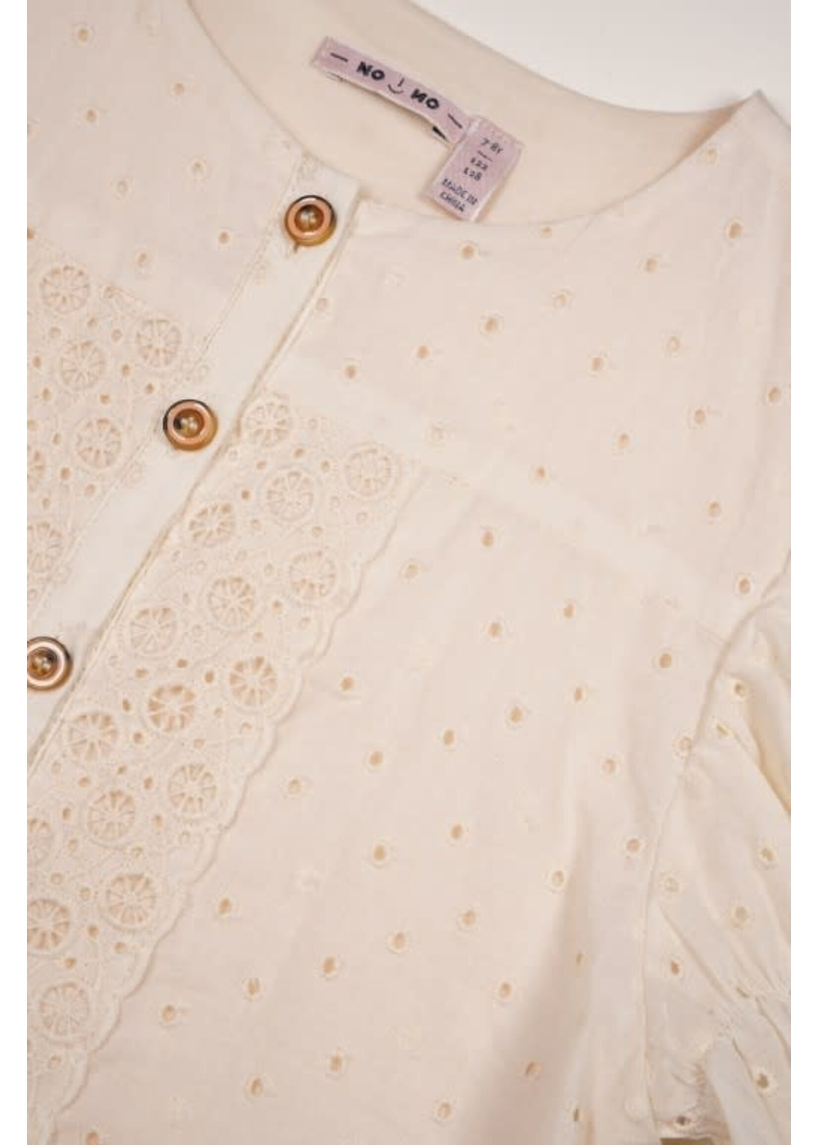 NoNo NoNo Tylia embroidered cotton blouse s/sl N412-5100 Pearled Ivory