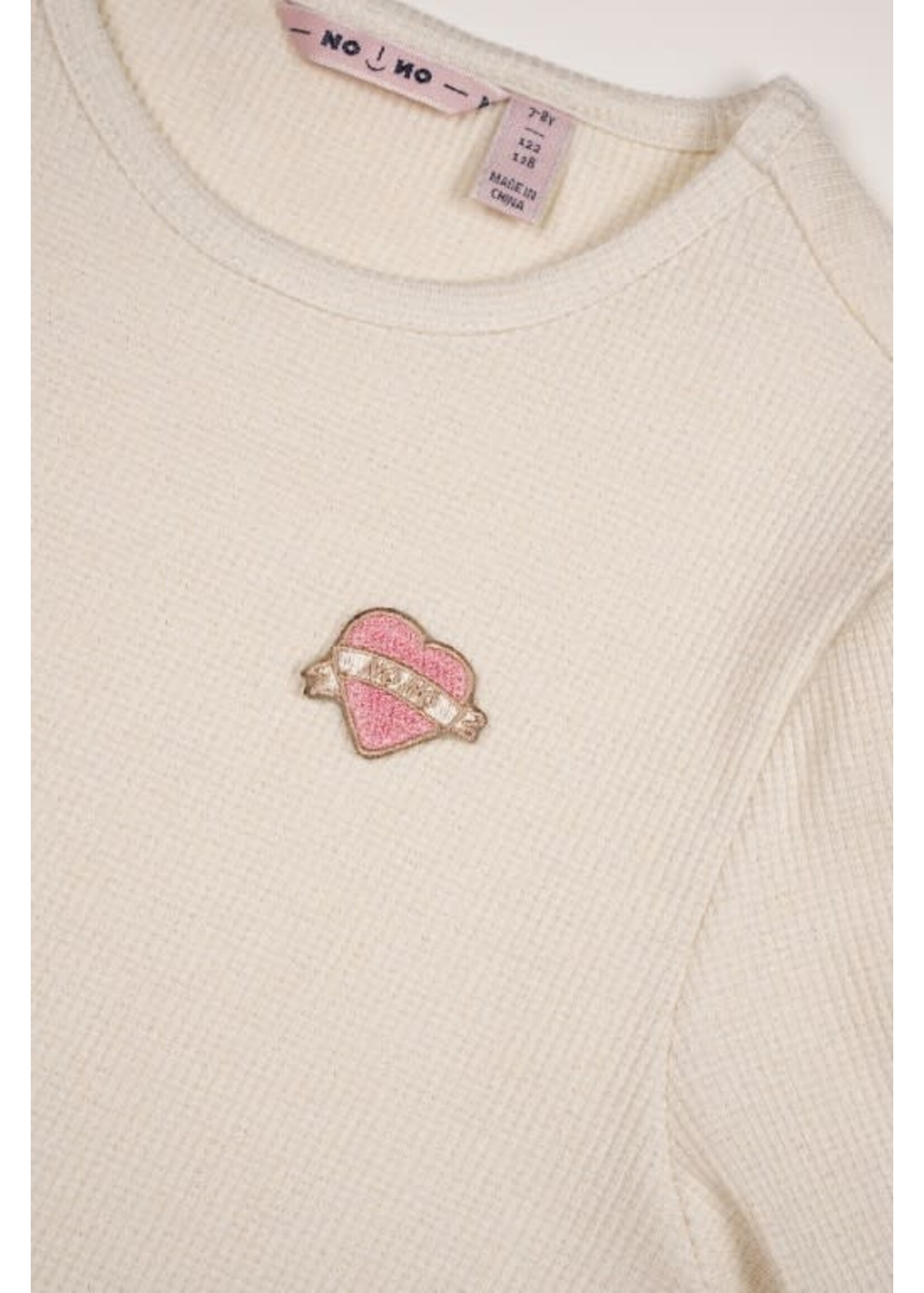 NoNo NoNo Kyoto Rib Jersey lurex tshirt s/sl N412-5403 Pearled Ivory