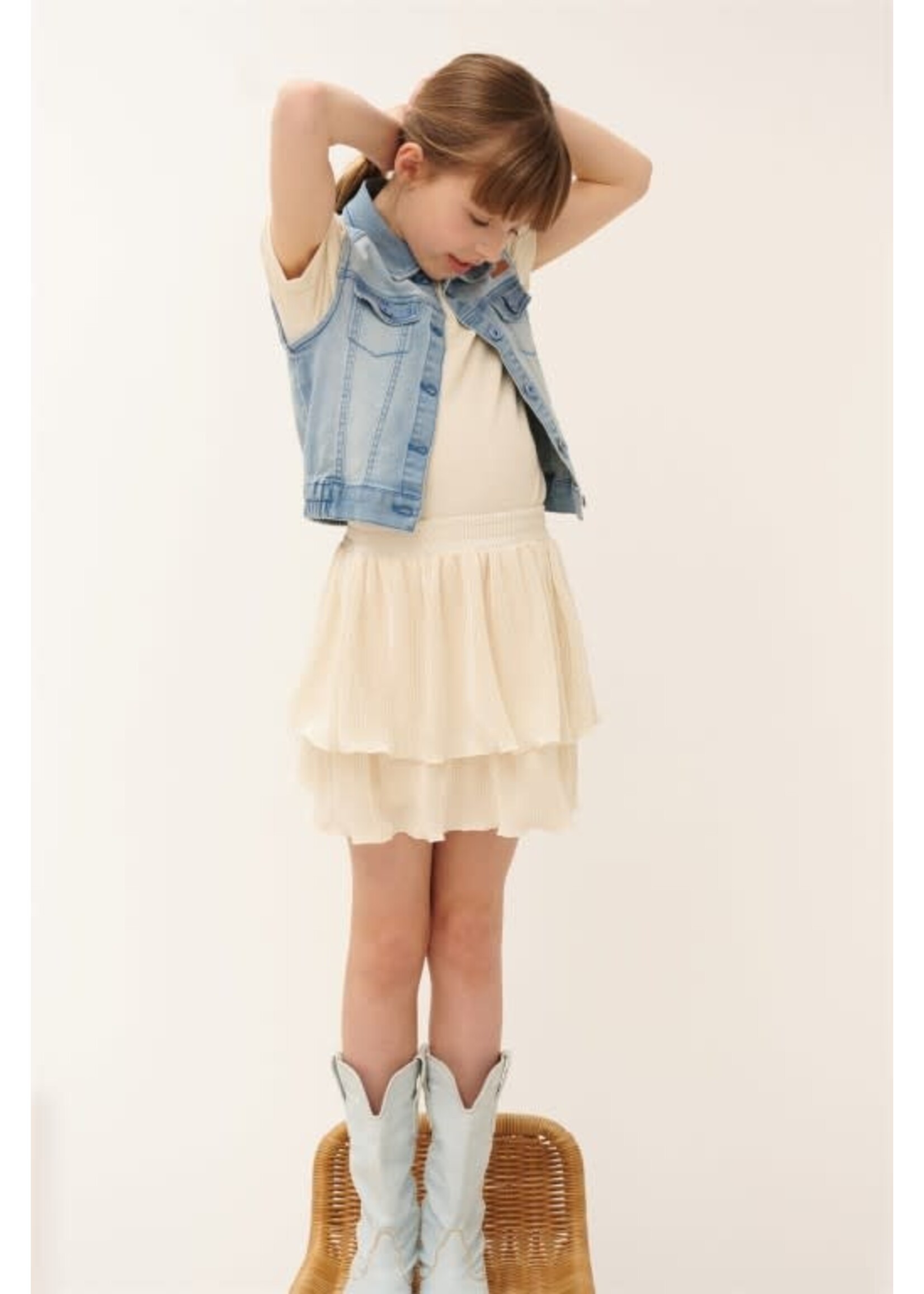 NoNo NoNo Kyoto Rib Jersey lurex tshirt s/sl N412-5403 Pearled Ivory