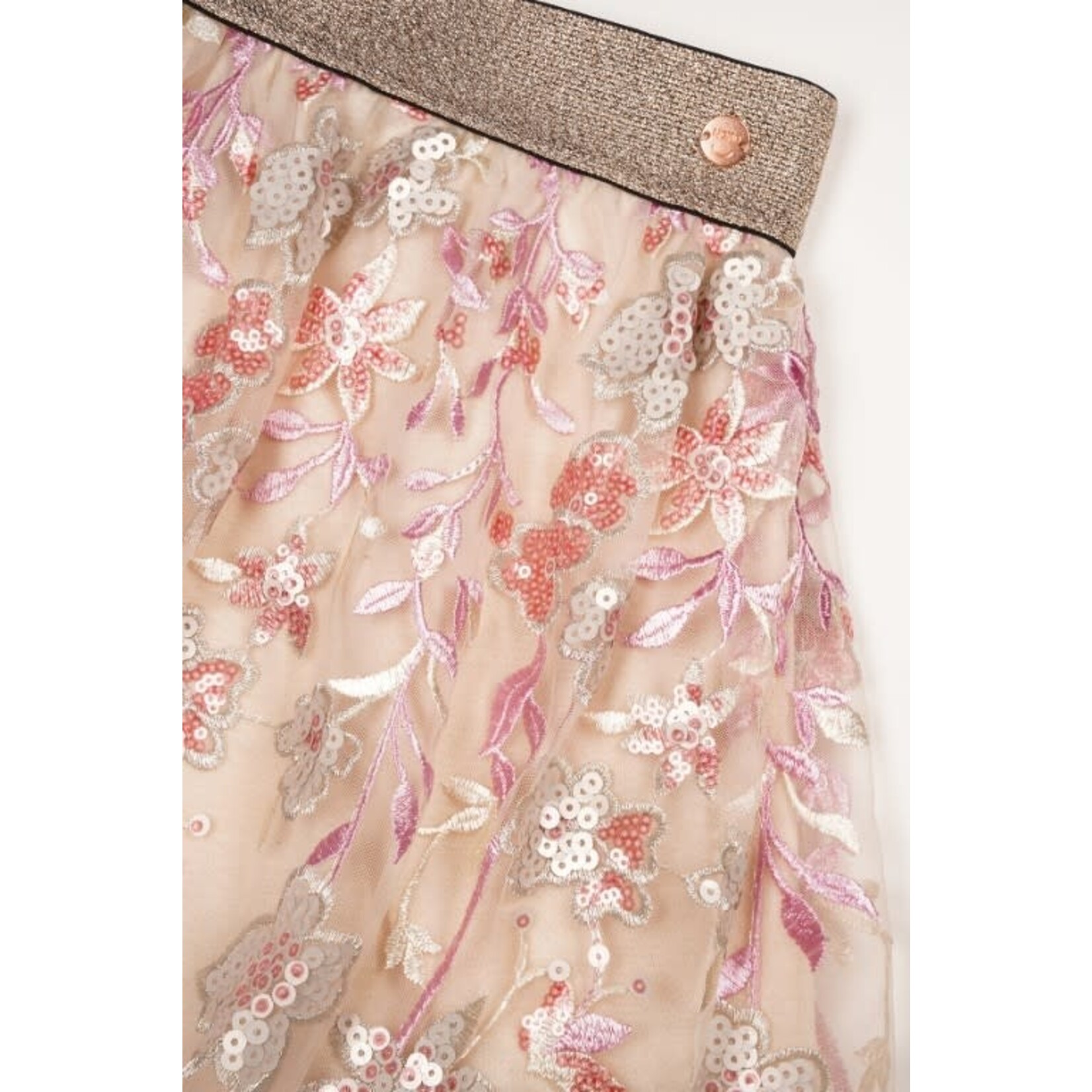 NoNo NoNo Nele Embroidered Sequins Mesh Skirt N412-5701 Sparkle Rose