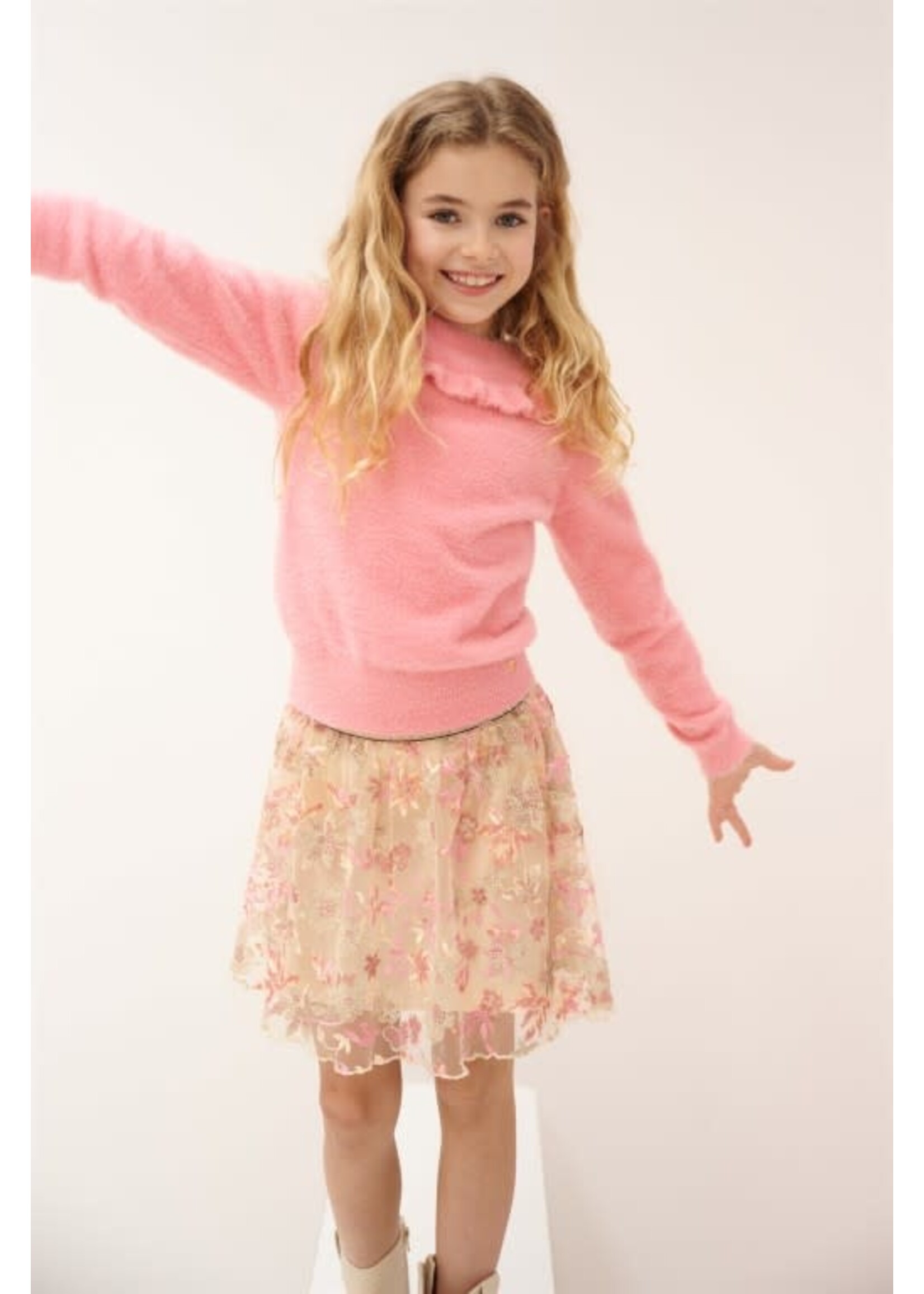 NoNo NoNo Nele Embroidered Sequins Mesh Skirt N412-5701 Sparkle Rose