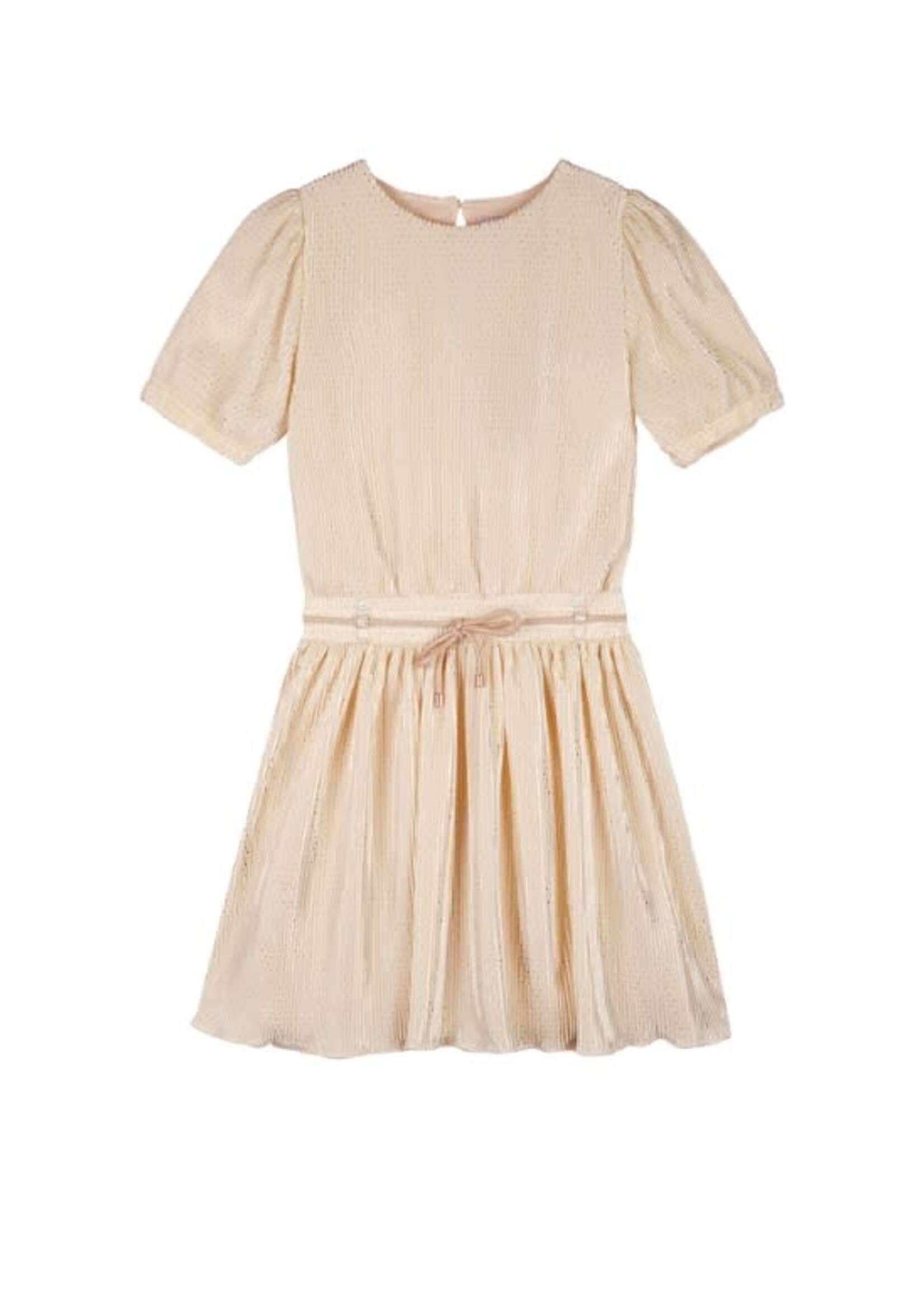 NoNo NoNo Merel AOP Plissee Dress s/sl N412-5808 Light Gold