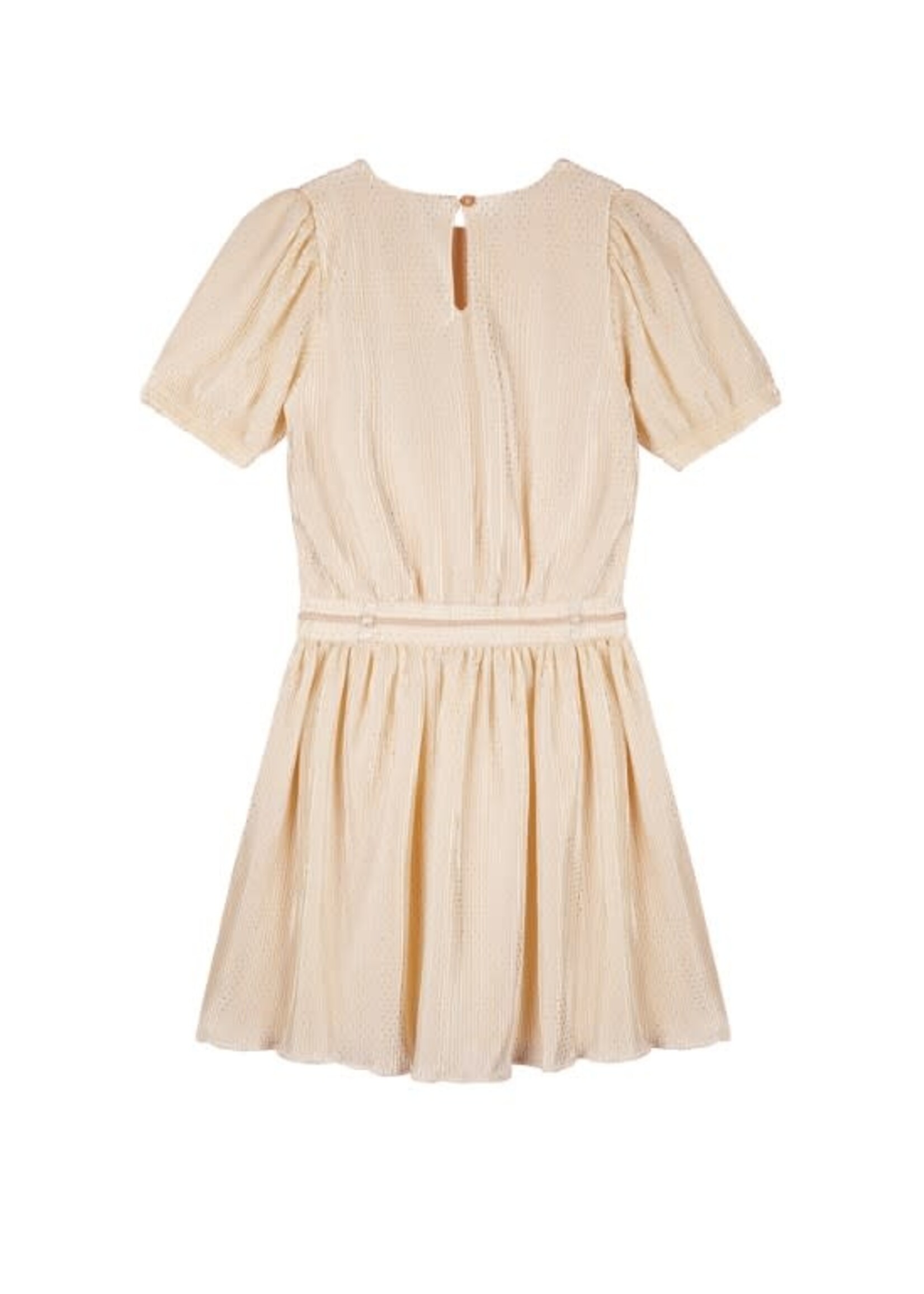 NoNo NoNo Merel AOP Plissee Dress s/sl N412-5808 Light Gold