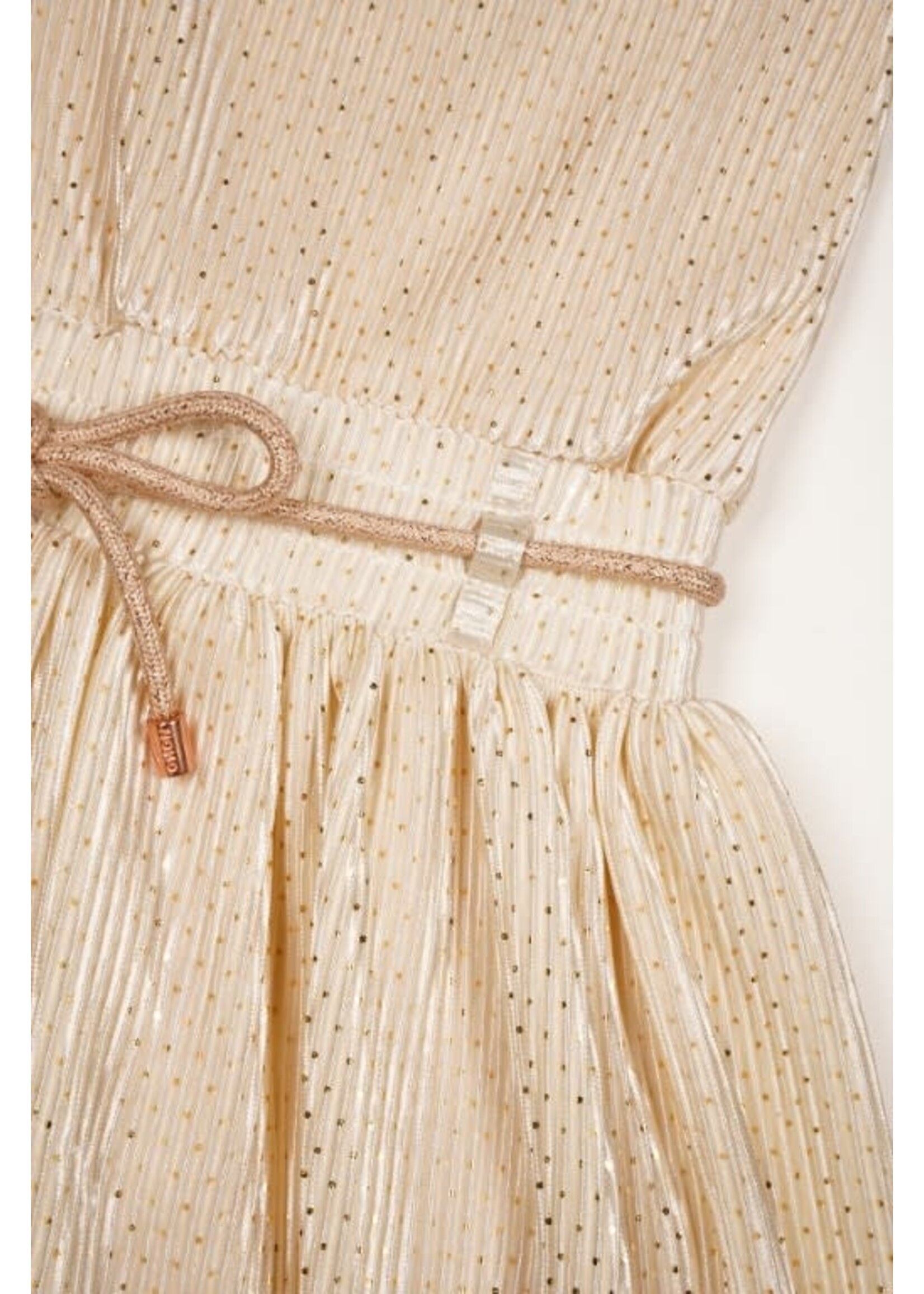 NoNo NoNo Merel AOP Plissee Dress s/sl N412-5808 Light Gold