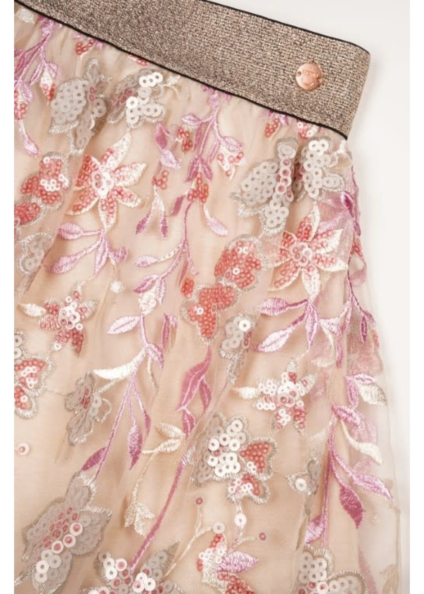 NoNo NoNo Nele Embroidered Sequins Mesh Skirt N412-5701 Sparkle Rose