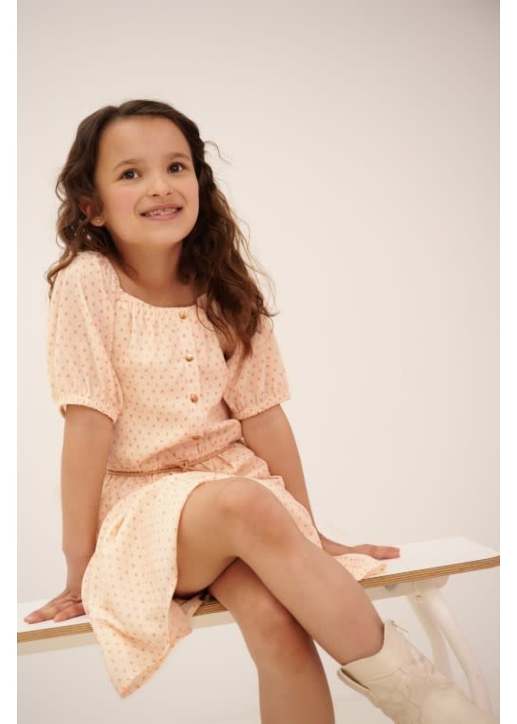 NoNo NoNo Moas AOP heart dress N412-5804 Pearled Ivory
