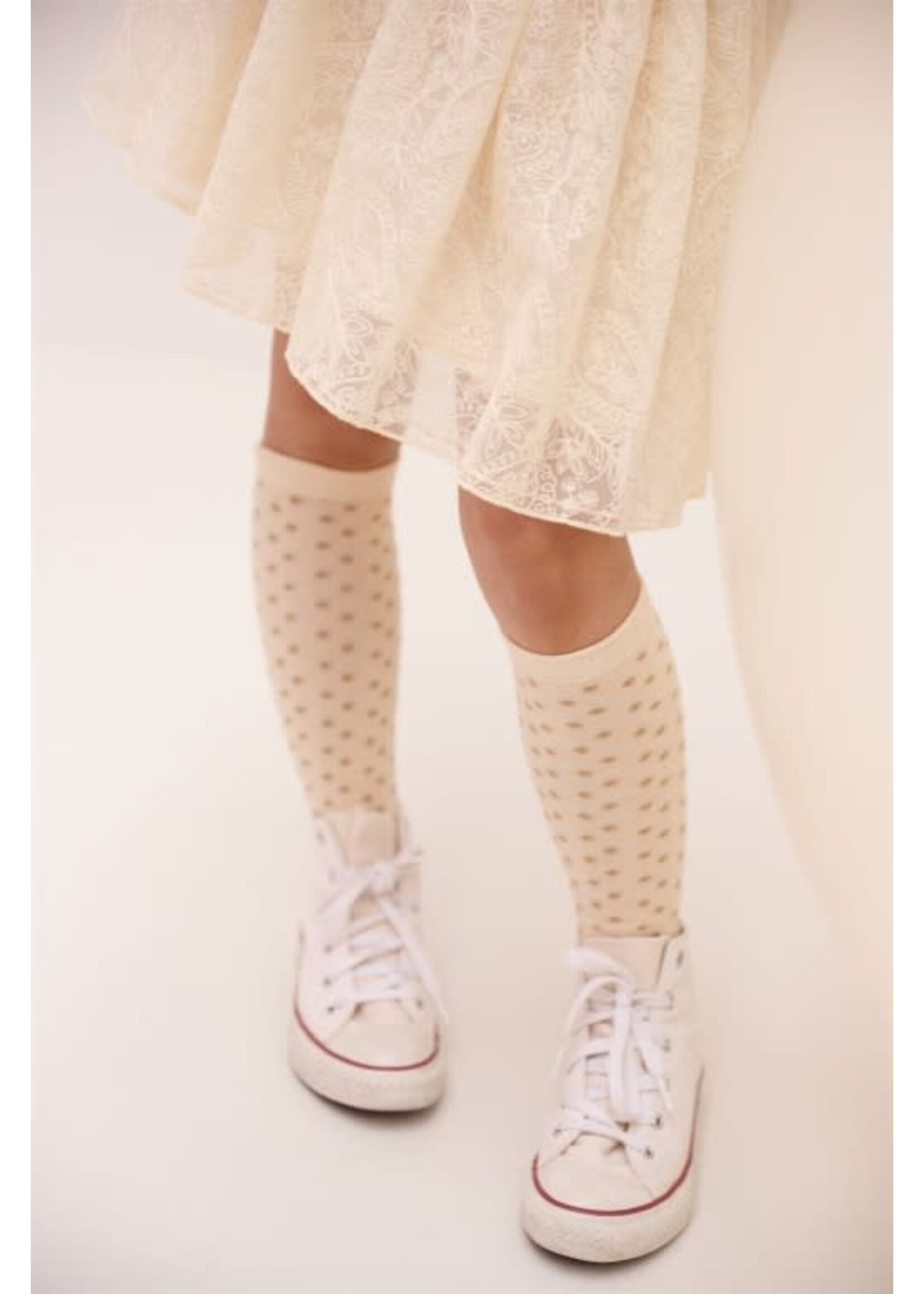 NoNo NoNo Rabi long dotted sock N412-5901 Pearled Ivory