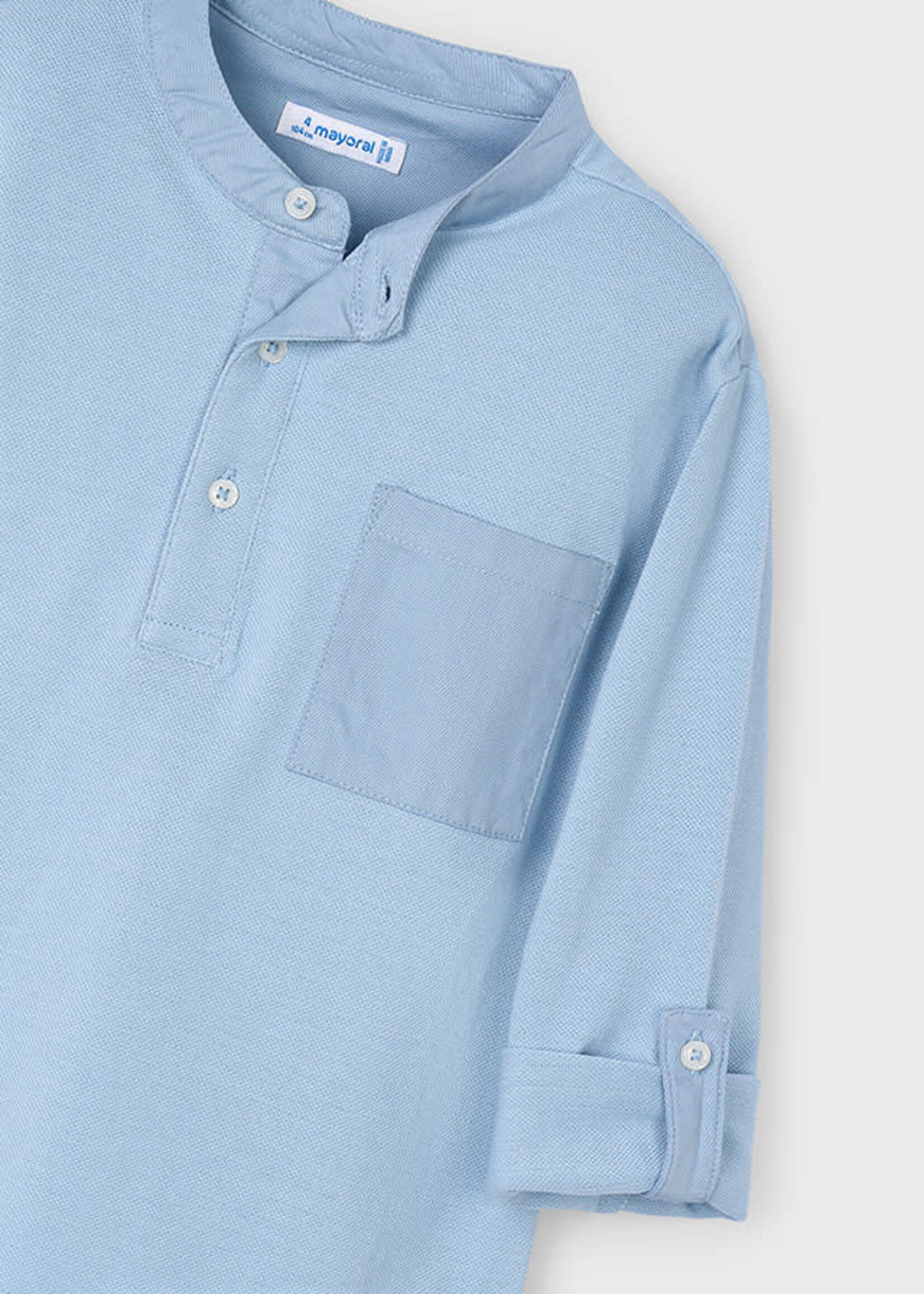 Mayoral Mayoral L/s mao-collar polo shirt Pearl - 25 03111