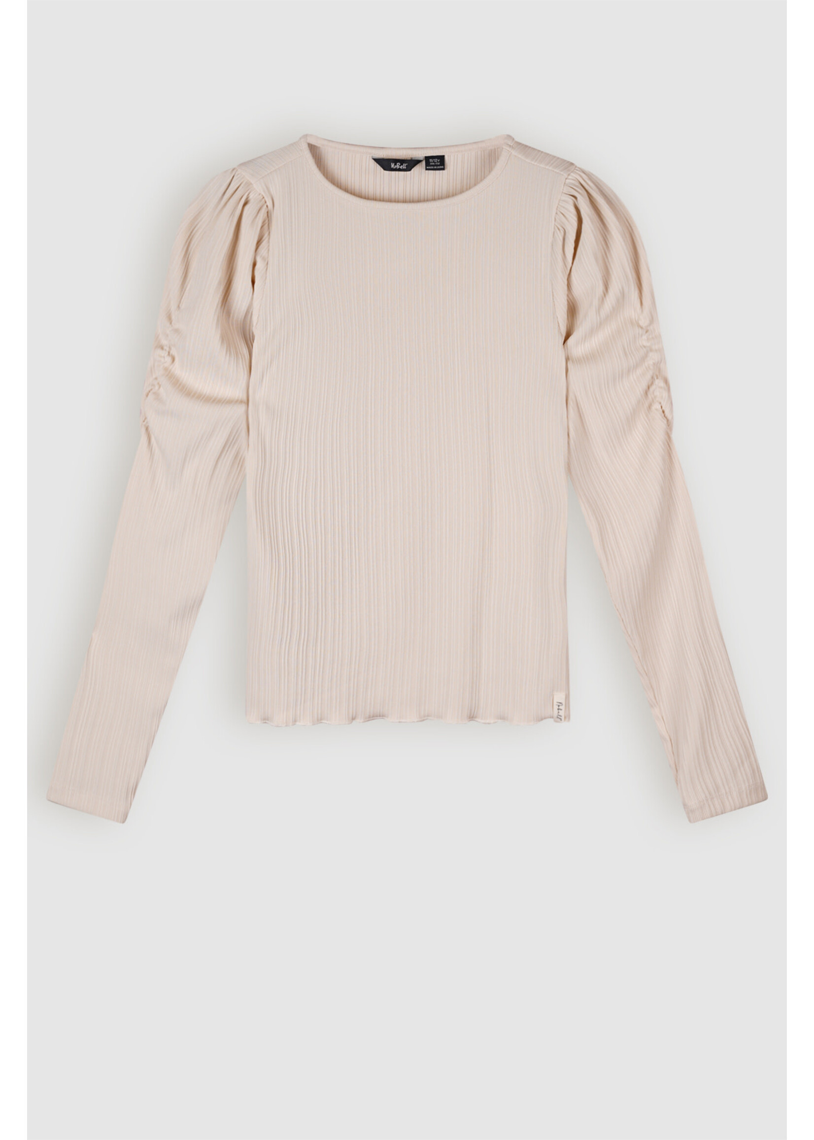 Nobell Nobell Kiss Fine Rib tshirt with gathered sleeves Q408-3403 Pearled Ivory