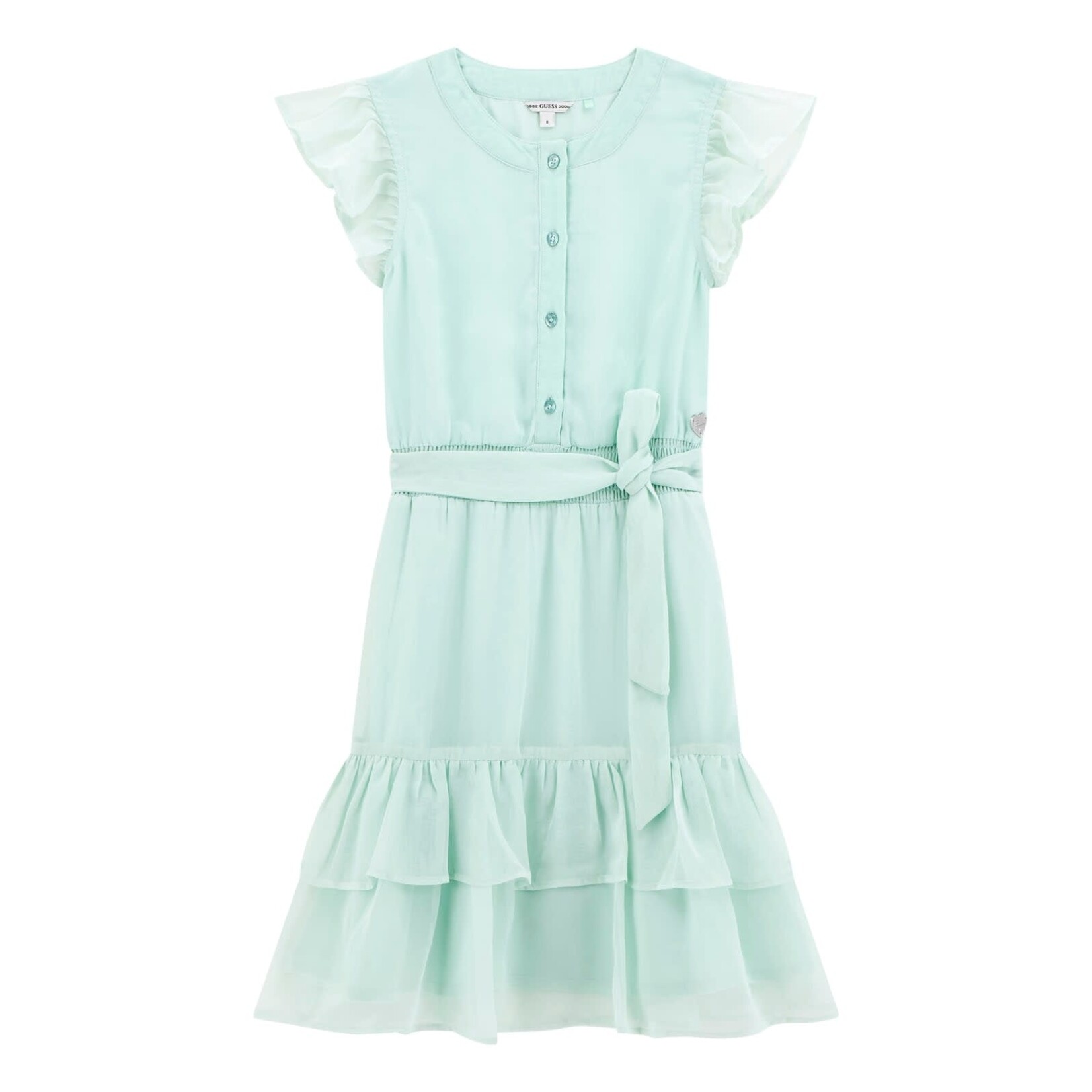 Guess Guess CHIFFON SL DRESS W/BELT MINT HINT - J5GK18_WA2T0