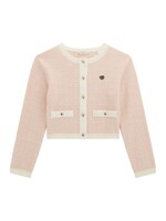 Guess Guess LS KNIT TWEED JACKET PINK AND WHITE TWEED - J5GR08_Z3MQ4