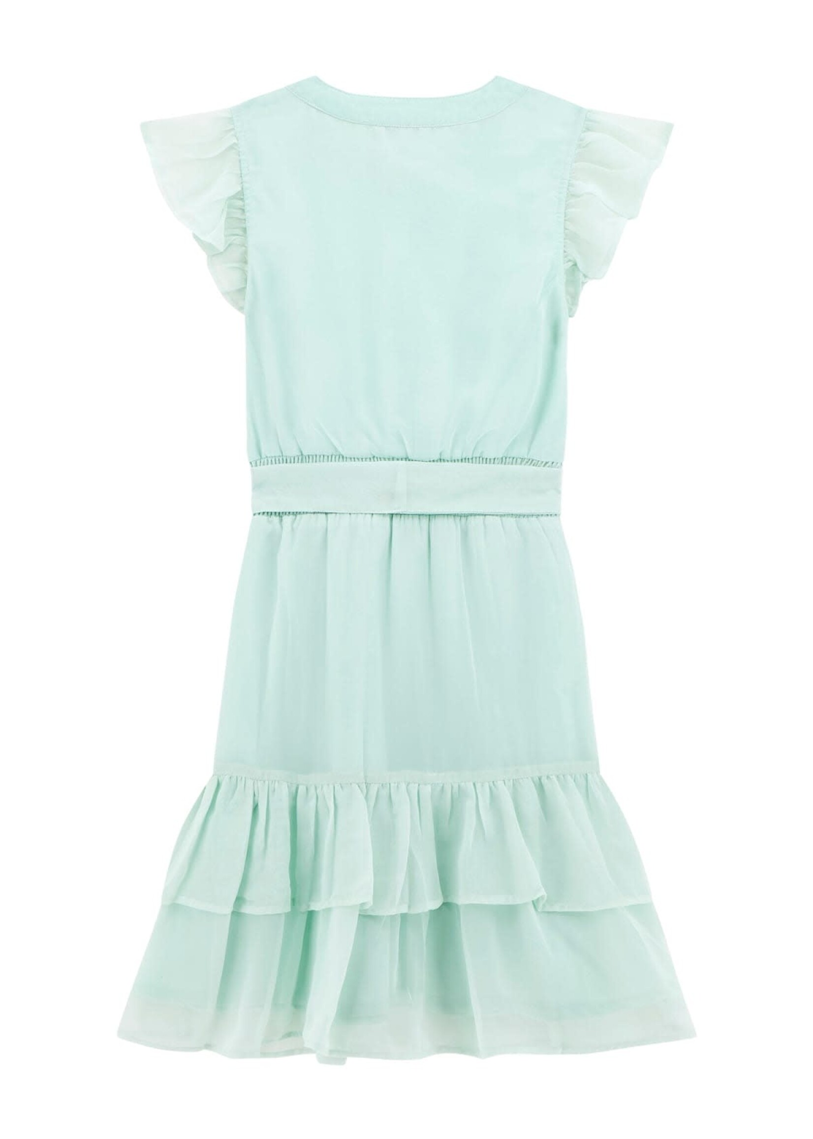 Guess Guess CHIFFON SL DRESS W/BELT MINT HINT - J5GK18_WA2T0