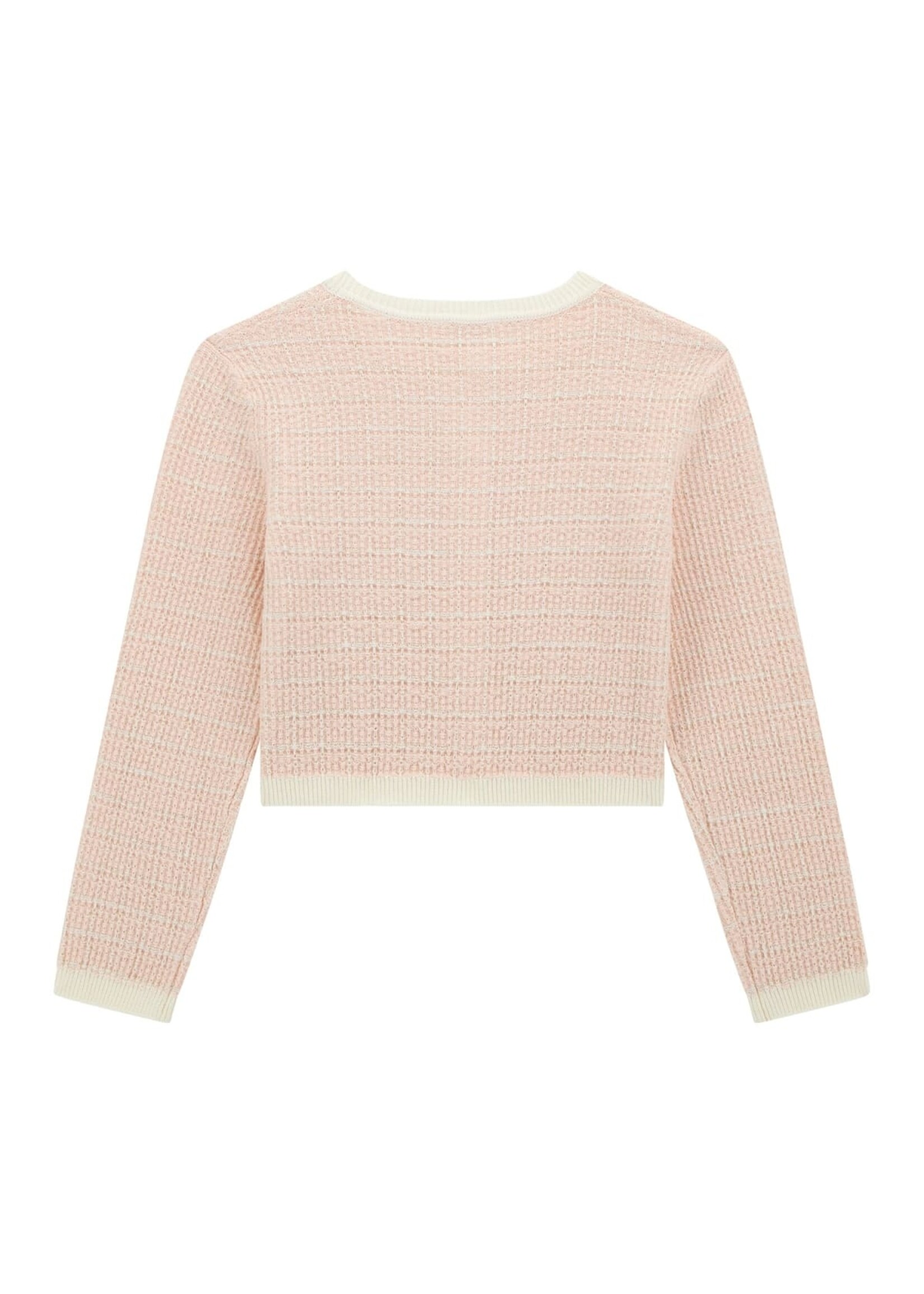 Guess Guess LS KNIT TWEED JACKET PINK AND WHITE TWEED - J5GR08_Z3MQ4