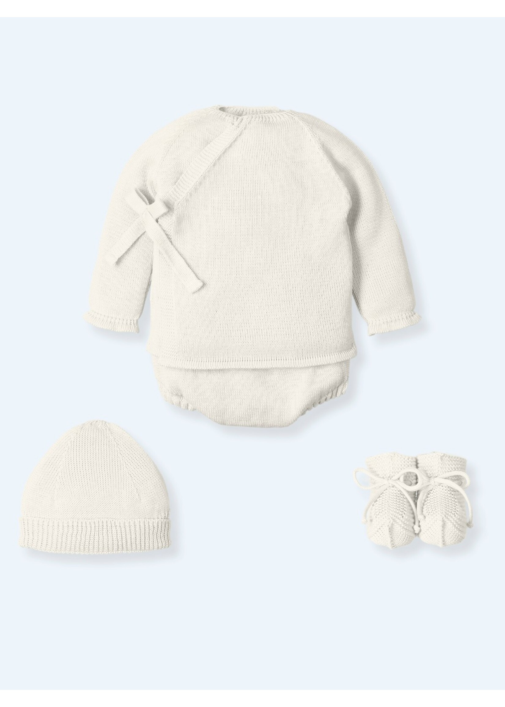 Mac Ilusion Mac Ilusion Traje 4 Piezas sueter, culotte, patucos y bonet BASICS Crudo B