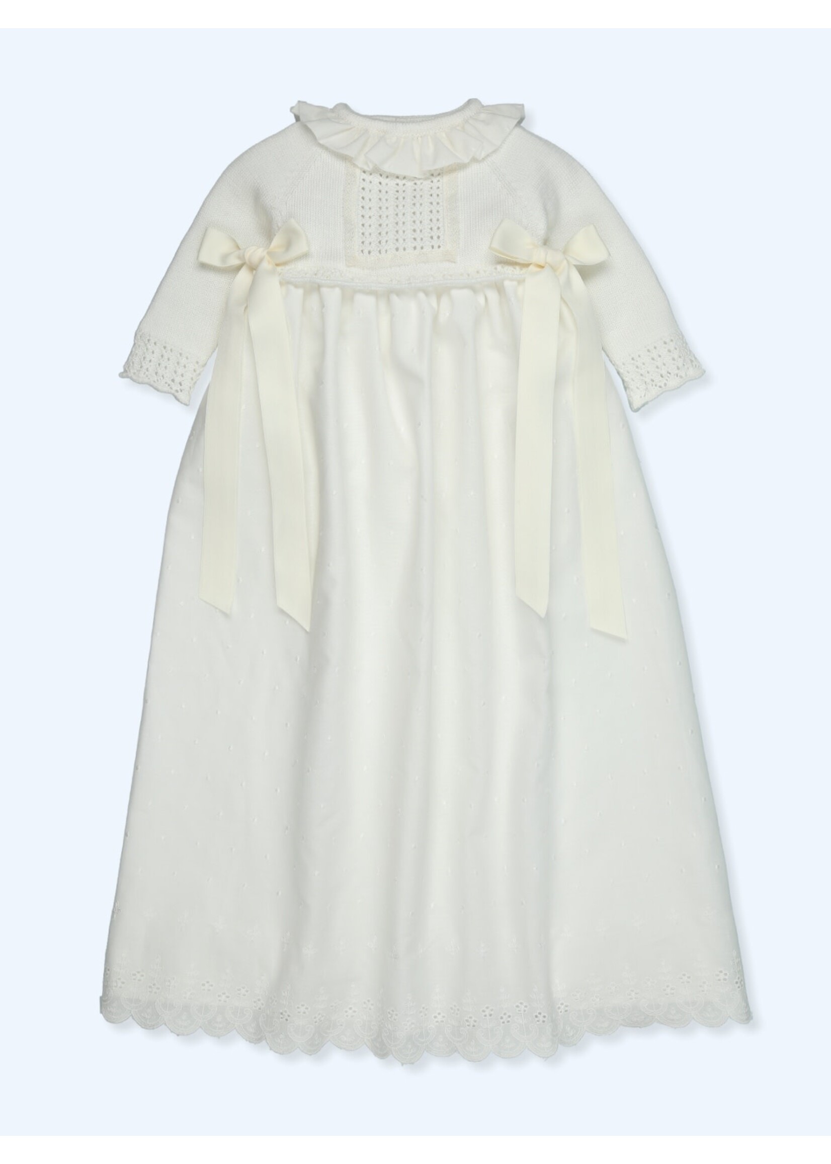 Mac Ilusion Mac Ilusion Faldon Punto y tejido bordado con bolillo y capota SENSITIVE Crudo B